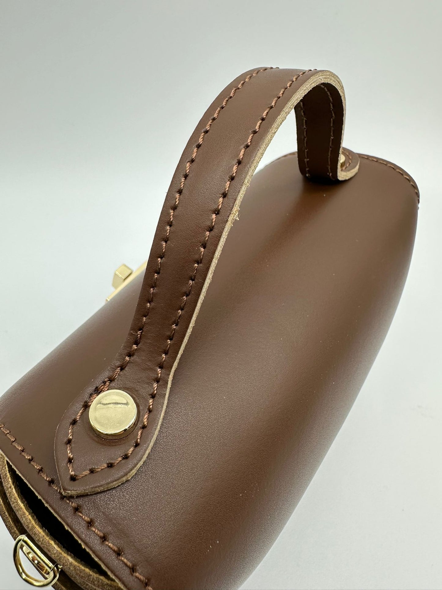 Borsa in Vera Pelle Marrone con Tracolla - Elegante Bauletto Artigianale