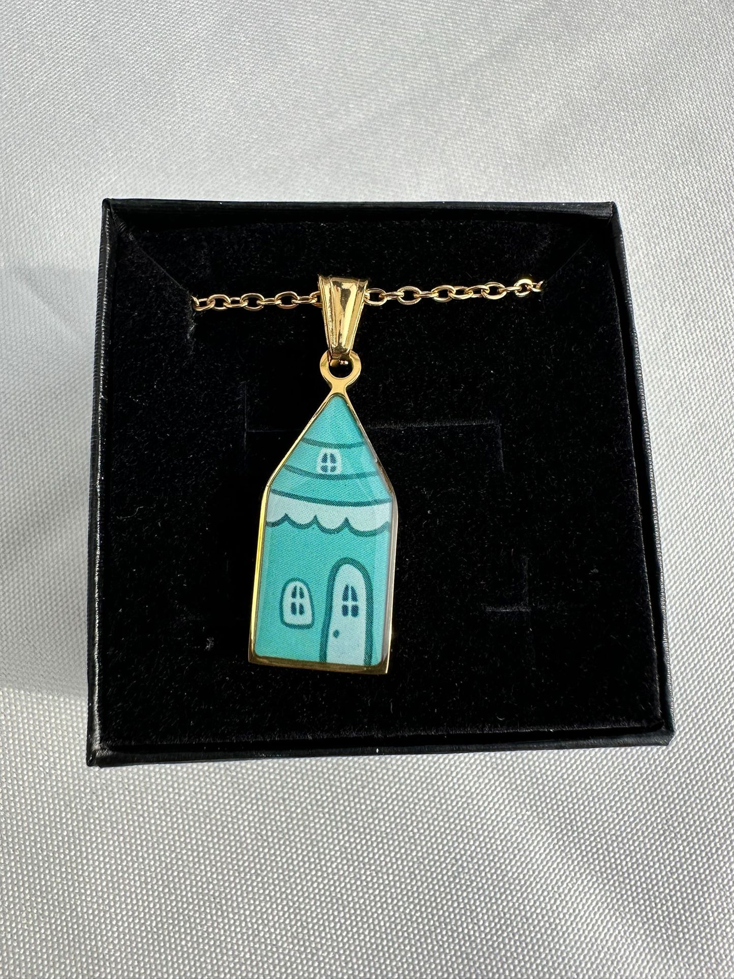 Collana Ciondolo Casetta Turchese - Gioiello Artigianale Oro