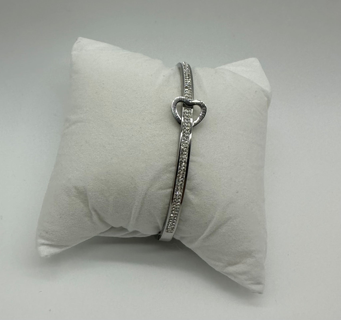 Bracciale Rigido Love Forever - Strass e Cuore Argento