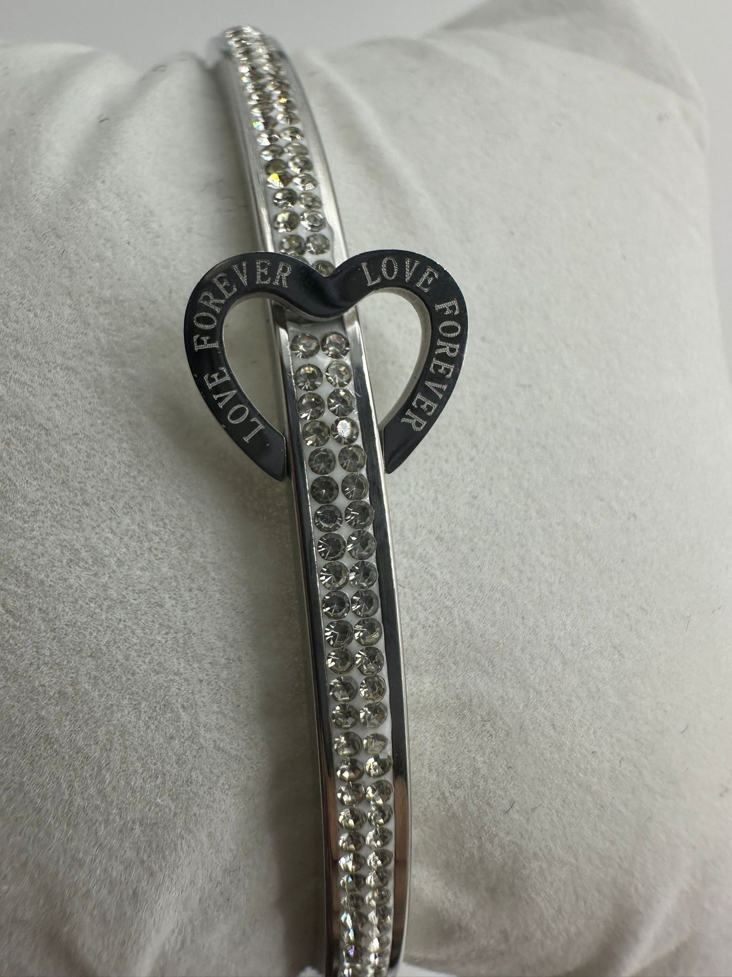 Bracciale Rigido Love Forever - Strass e Cuore Argento