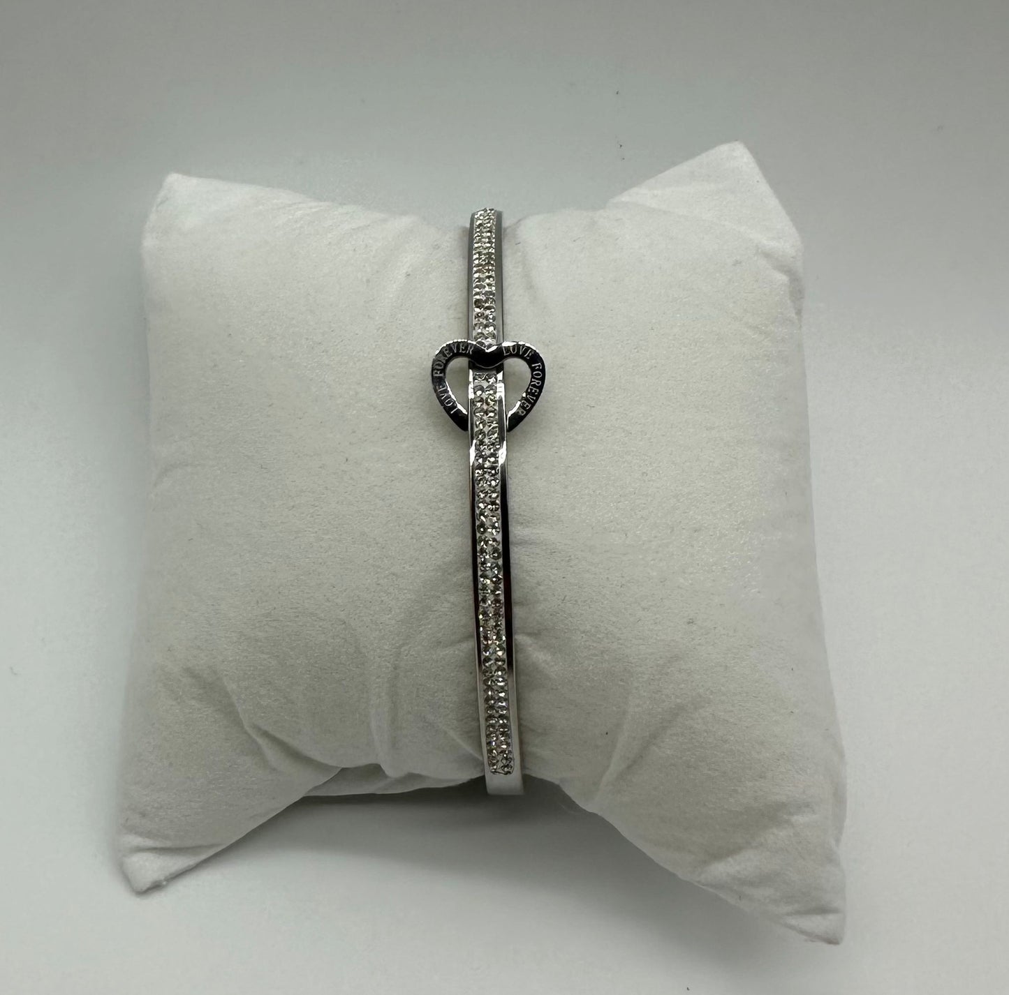 Bracciale Rigido Love Forever - Strass e Cuore Argento
