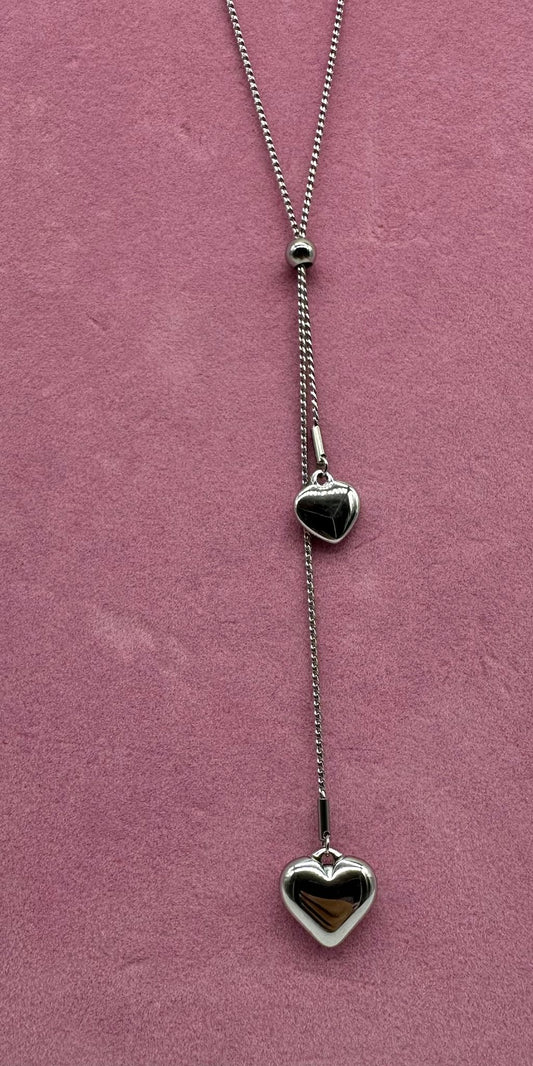 Collana Doppio Cuore Regolabile - Acciaio Inossidabile Oro e Silver