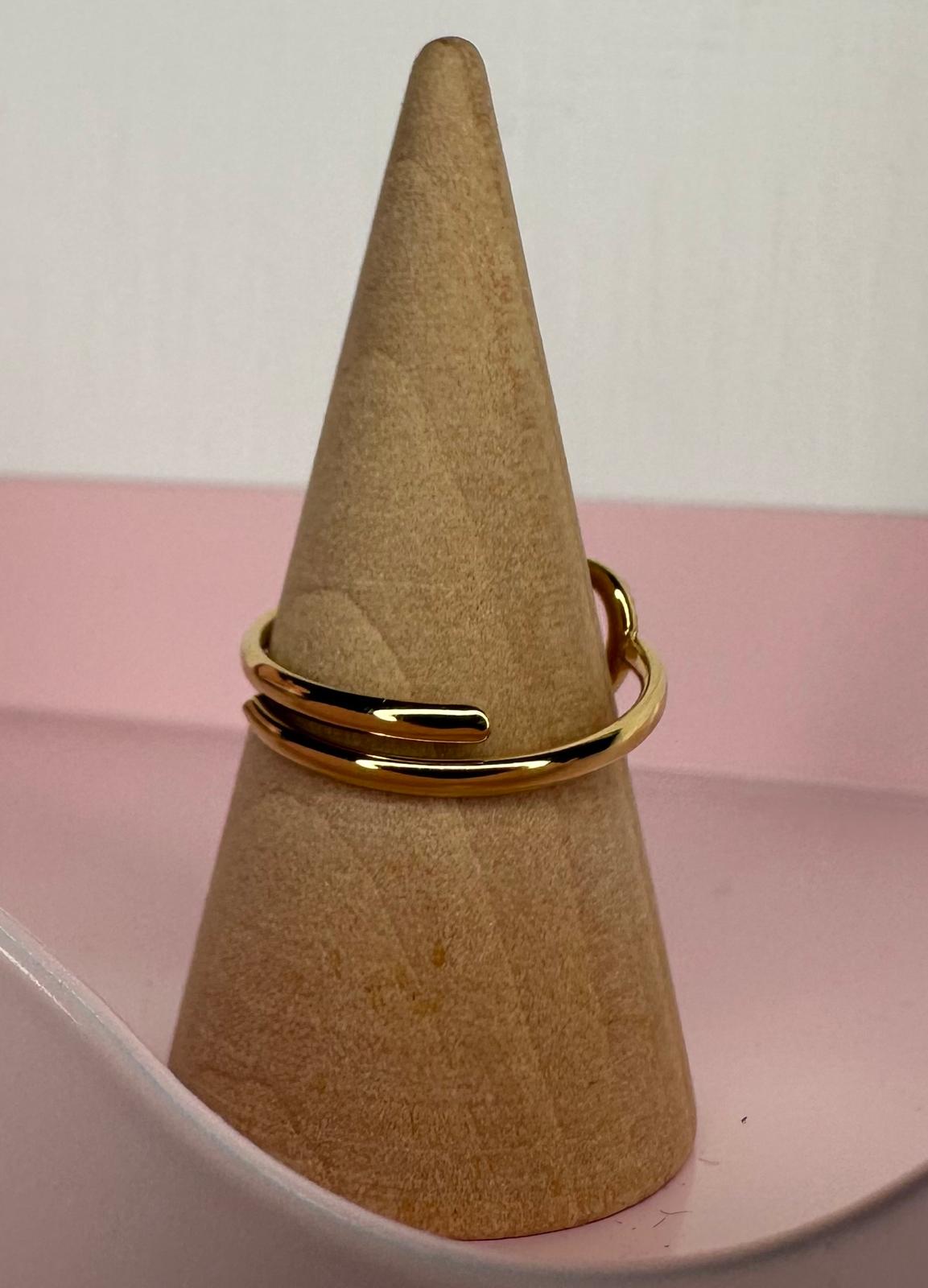 Anello Cuore Regolabile con Strass - Oro e Argento