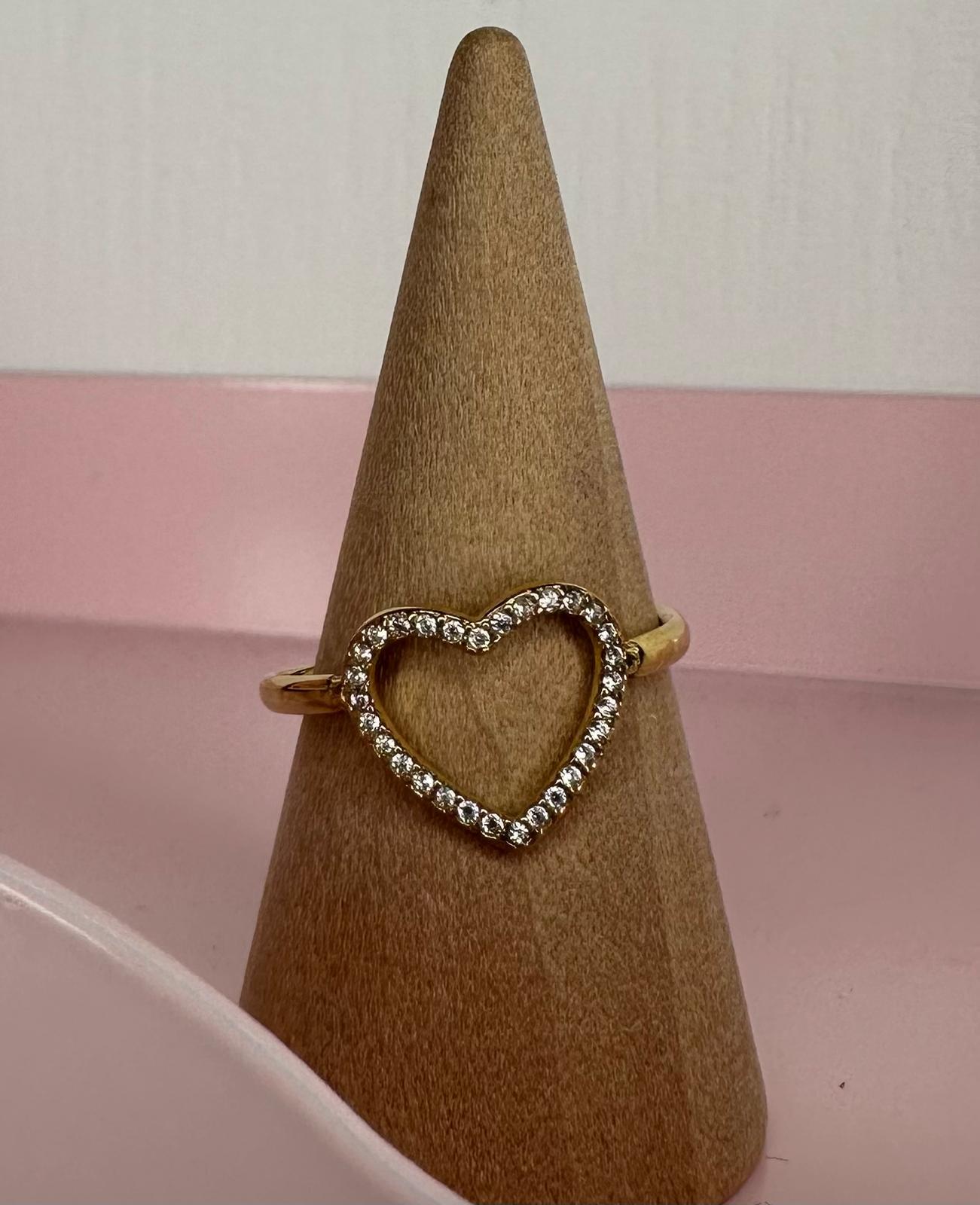 Anello Cuore Regolabile con Strass - Oro e Argento