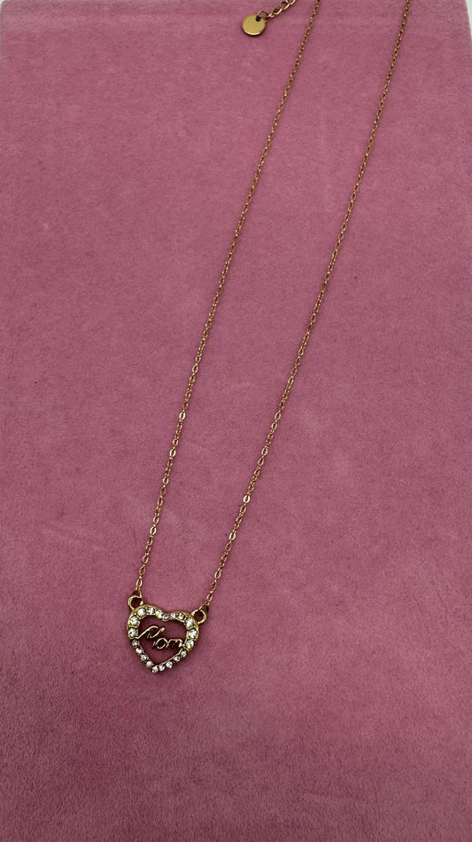 Collana Cuore con Cristalli - Acciaio Inossidabile Gold & Silver