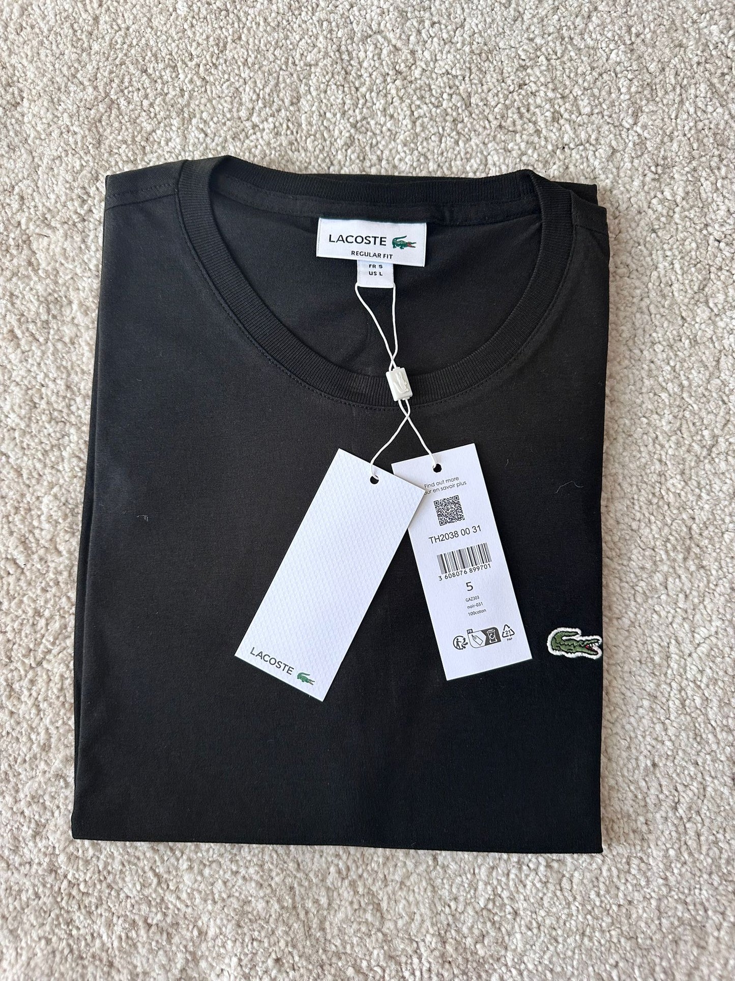 T-Shirt basic Lacoste Uomo Nera – 100% Cotone