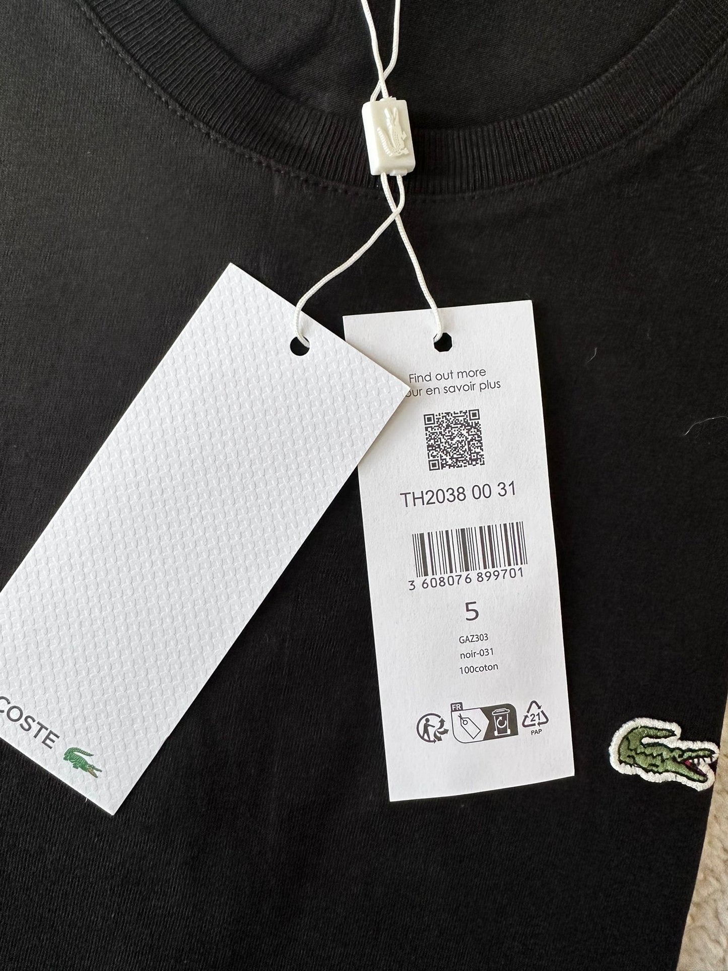 T-Shirt basic Lacoste Uomo Nera – 100% Cotone