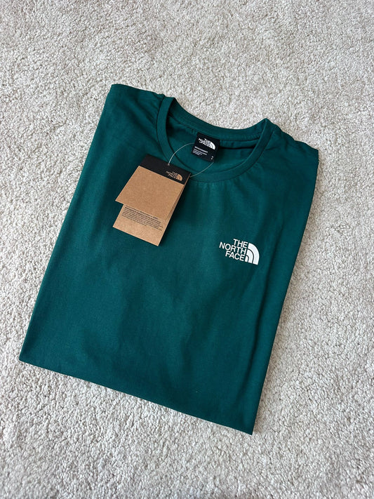 T-Shirt Uomo The North Face "Never Stop Exploring" – Verde Pino | Logo Frontale e Grafica Back