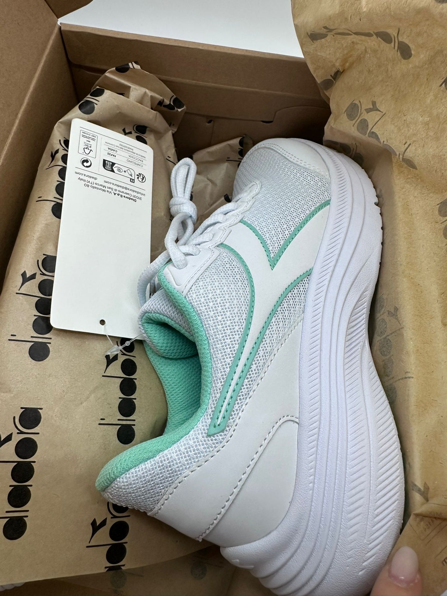 Sneaker Diadora Donna Bianche Mint – Running Leggera