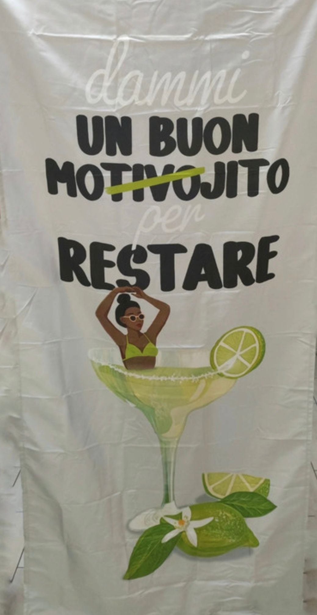 "Dammi un Buon Mojito per restare  – Kit Mare con Telo 90x170 cm"