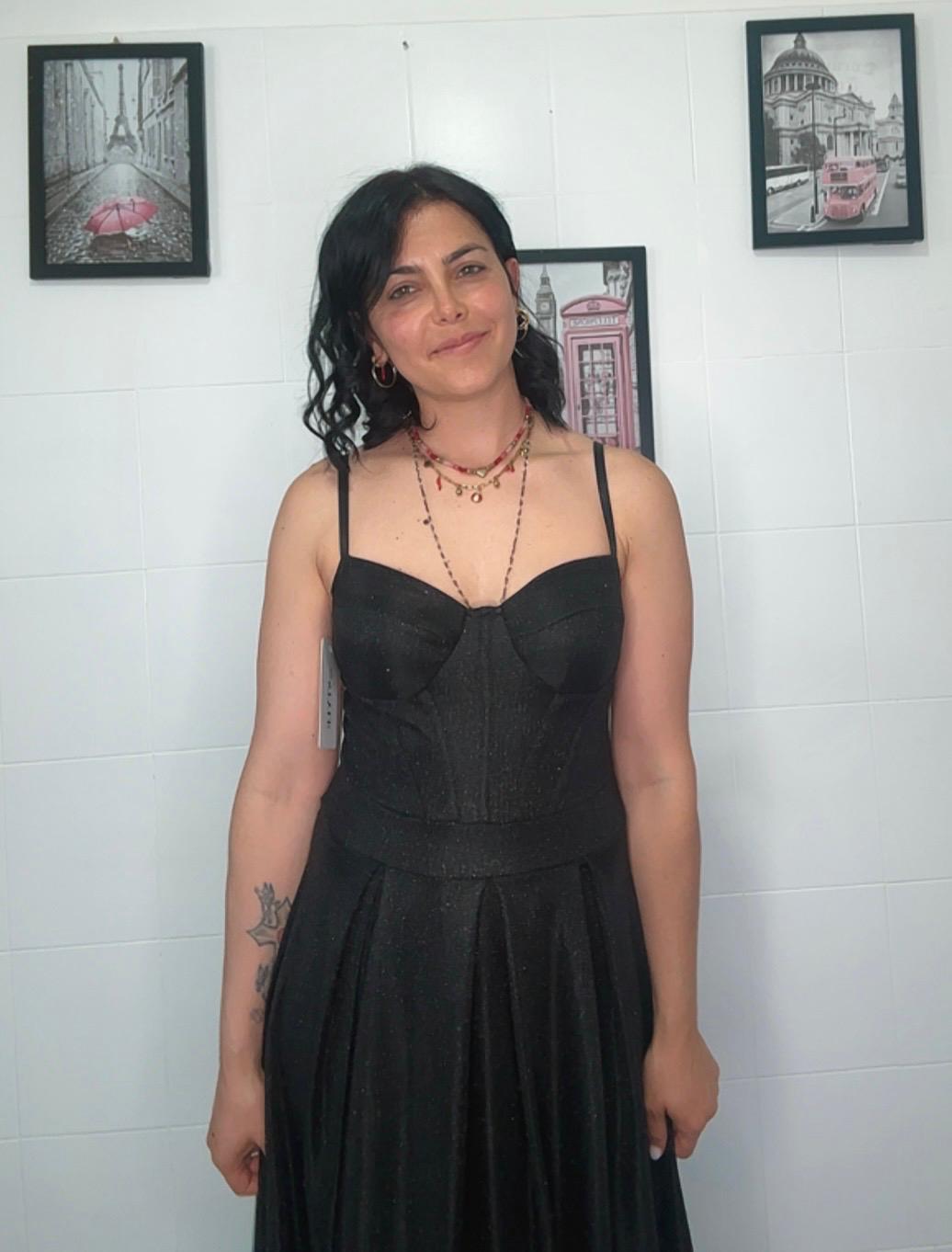Abito Nero Bustier con Spalline Sottili – Elegante e Versatile | DR-CLYDE SHOP