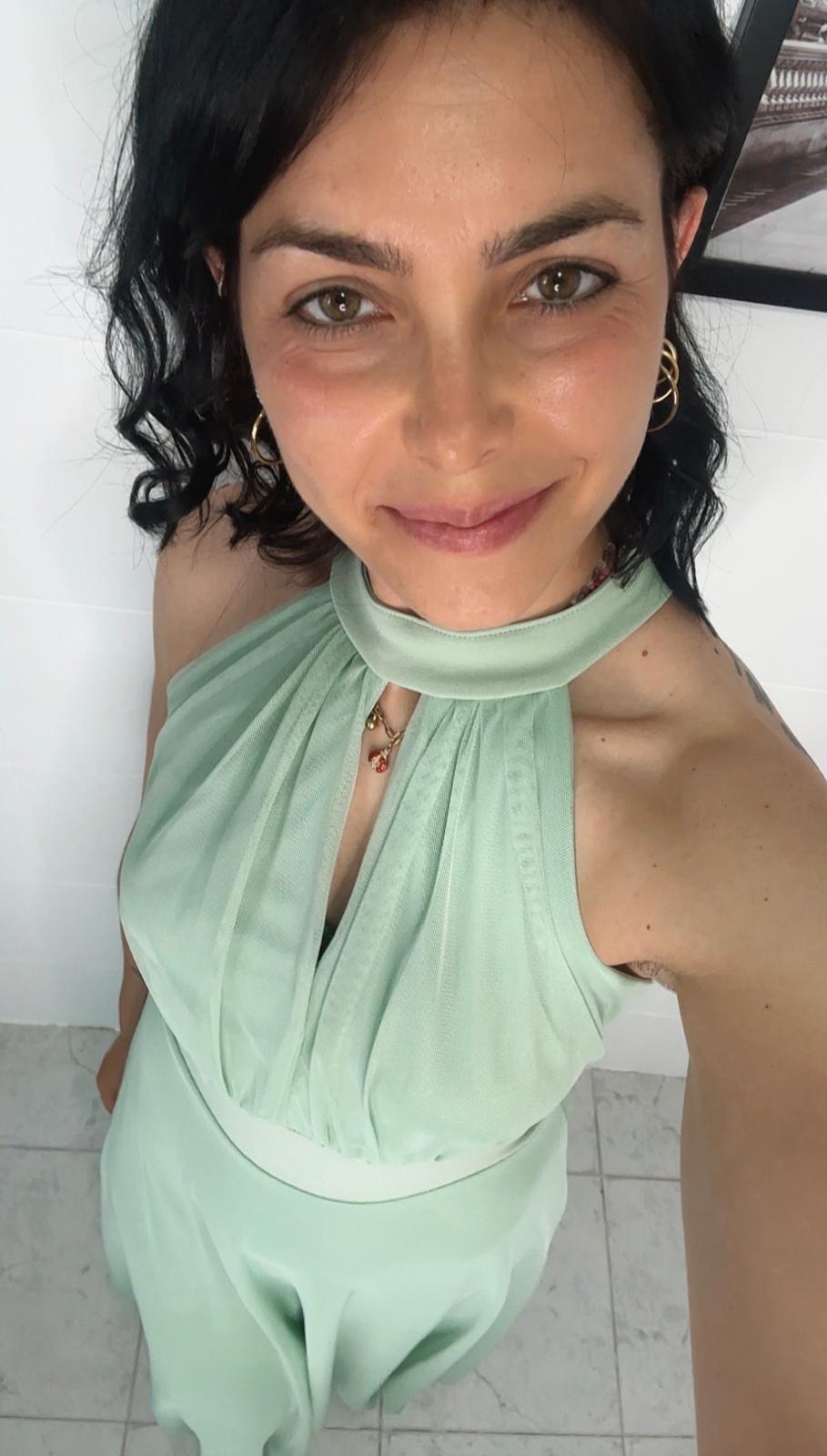Abito Lungo Rosa Cipria con Collo all'Americana – Drappeggio e Cut-Out | Cerimonia e Occasioni Speciali