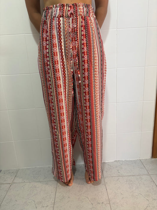 Pantaloni Palazzo Stampa Etnica – Vita Elastica, Vestibilità Fluida