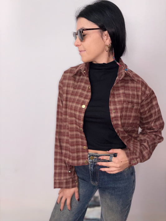 Camicia Corta a Quadri - Stile Grunge Moderno