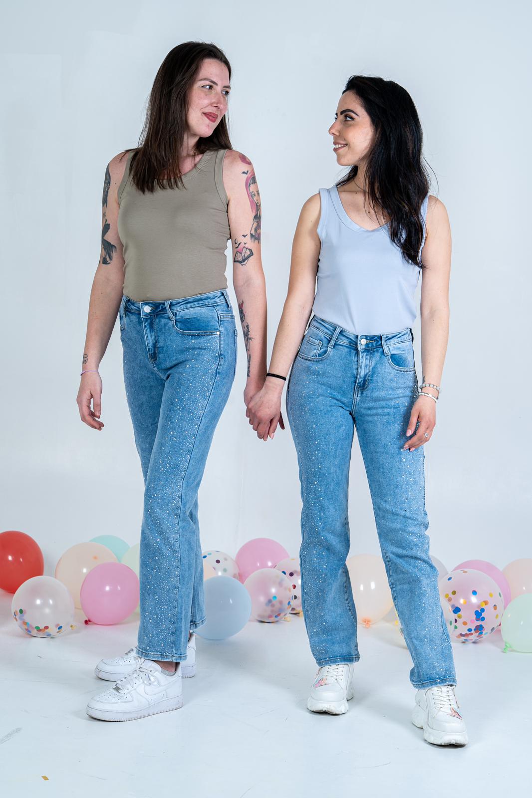 Jeans Glitter - Vestibilità Larga con Strass | DR-CLYDE SHOP