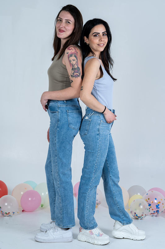 Jeans Glitter - Vestibilità Larga con Strass | DR-CLYDE SHOP