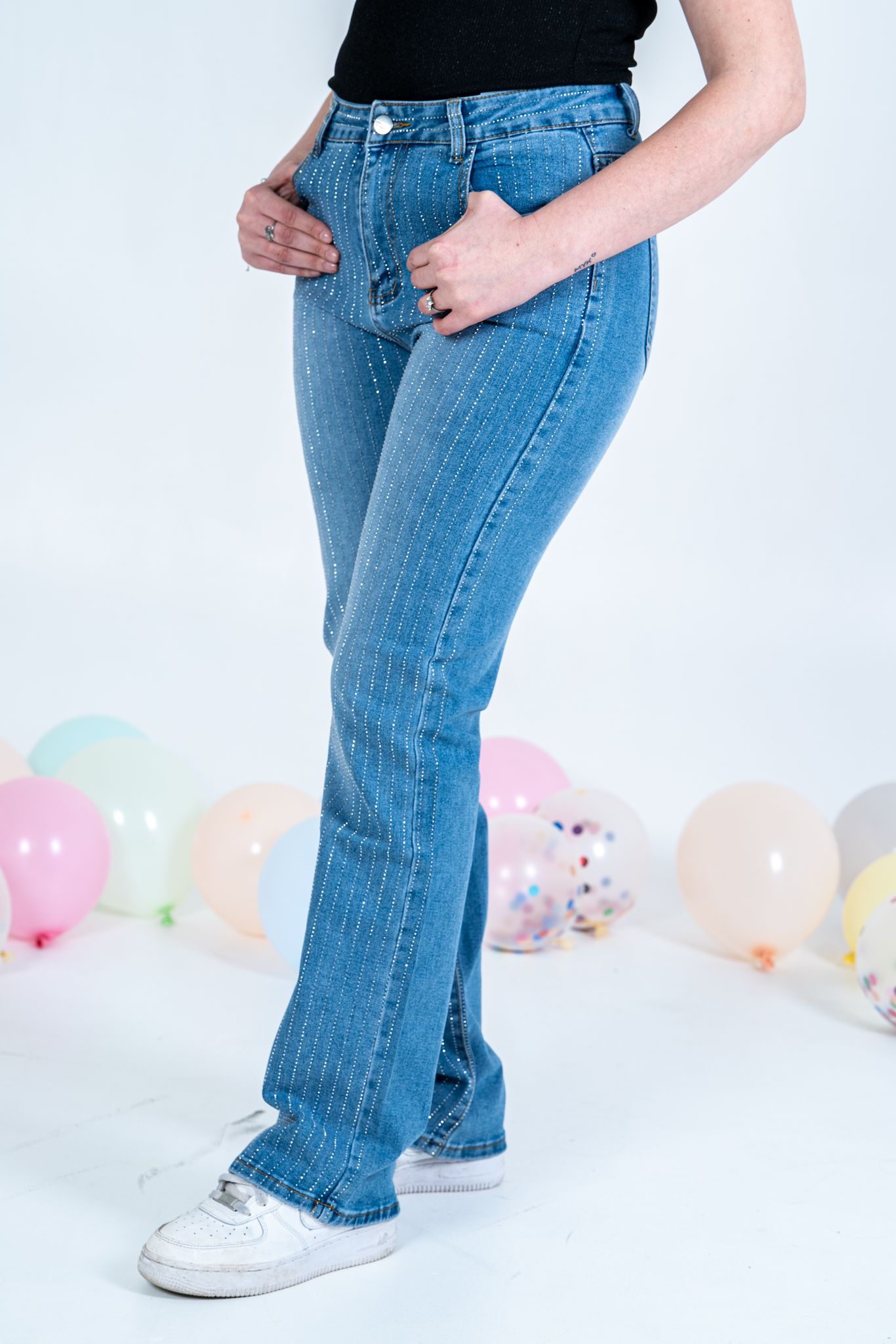"Jeans Scintilla Donna con Brillantini - Look Glamour | DR-CLYDE SHOP"