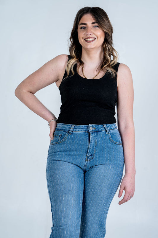 "Jeans Scintilla Donna con Brillantini - Look Glamour | DR-CLYDE SHOP"