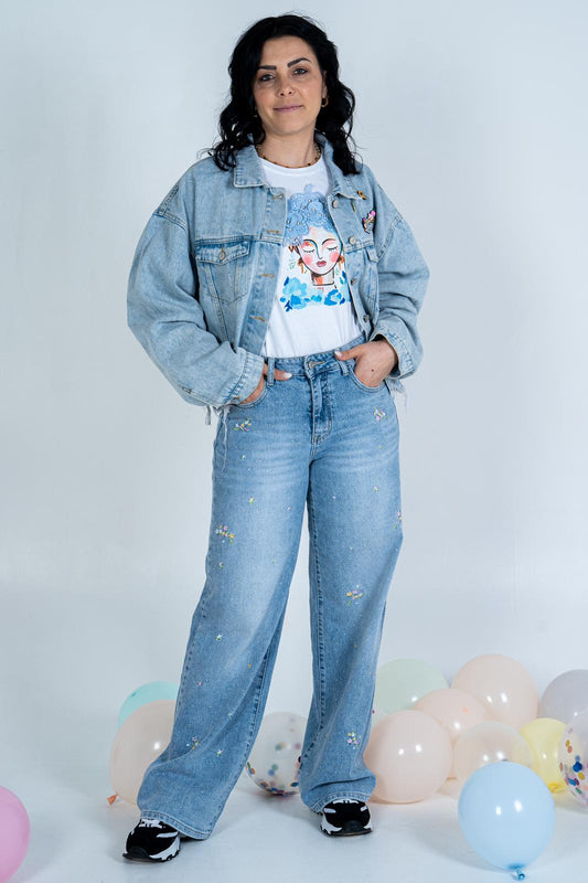 Jeans Flower Donna con Stampa Floreale - Stile Romantico | DR-CLYDE SHOP"