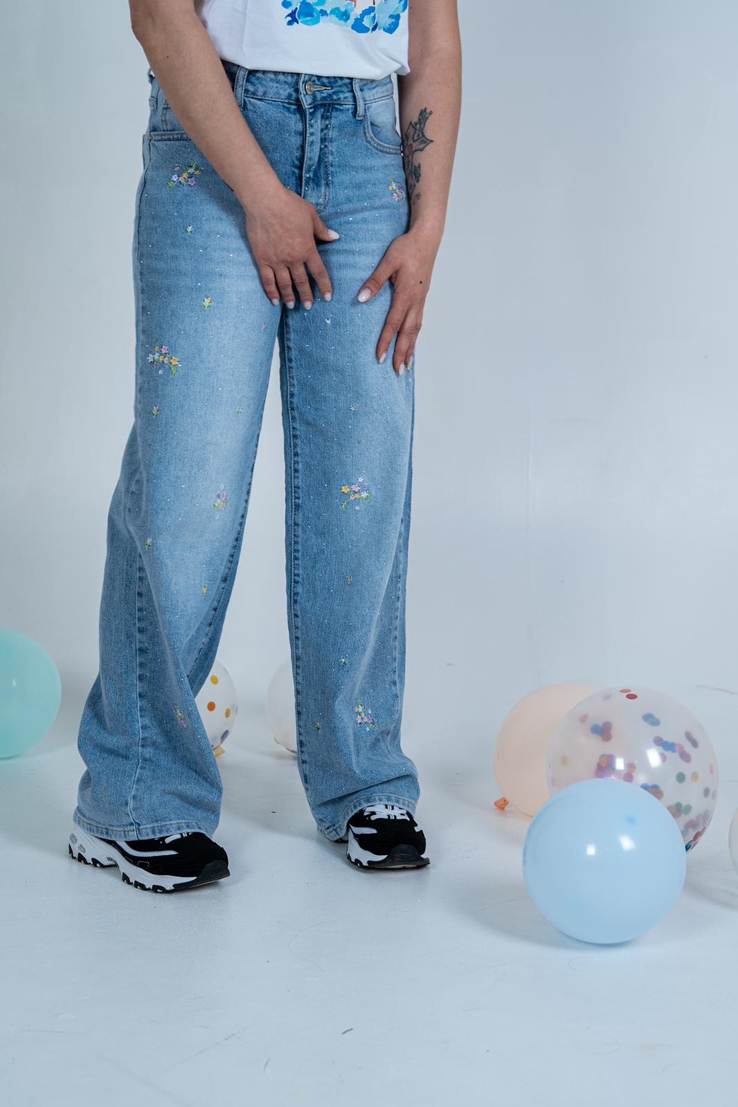 Jeans Flower Donna con Stampa Floreale - Stile Romantico | DR-CLYDE SHOP"
