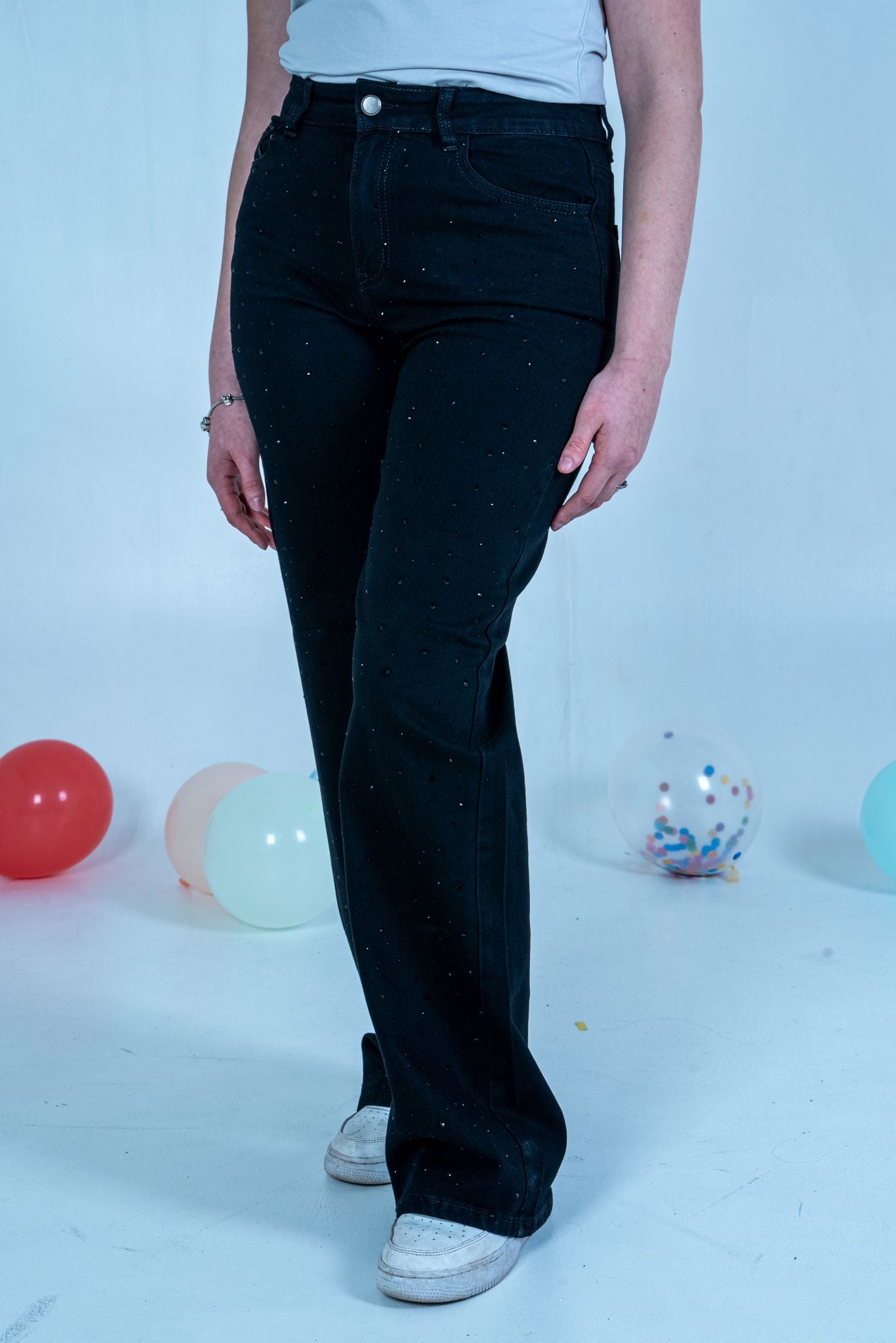 "Jeans Nero con Brillantini Donna - Denim Black Glamour | DR-CLYDE SHOP"