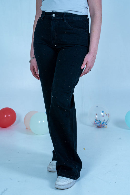 "Jeans Nero con Brillantini Donna - Denim Black Glamour | DR-CLYDE SHOP"