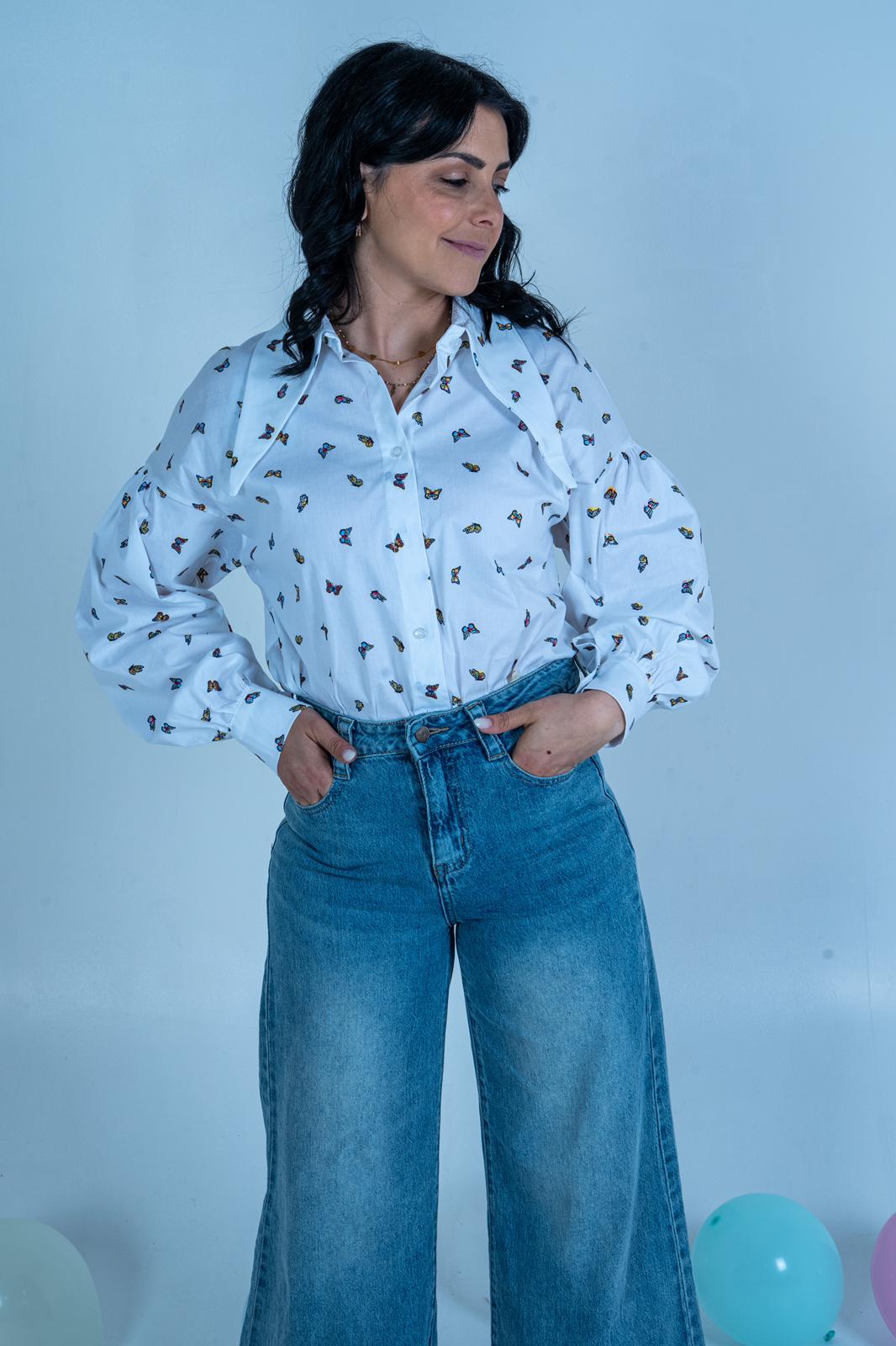Camicia Butterfly - Camicia Donna in Cotone con Colletto Peter Pan | DR-CLYDE SHOP