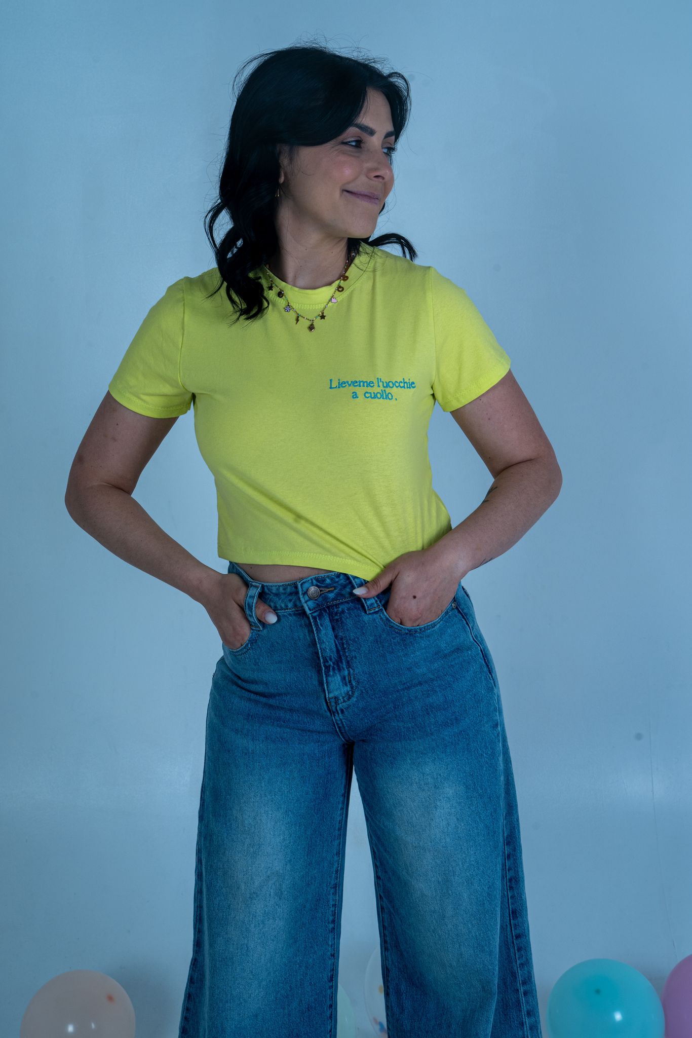 T-Shirt ricamata "Lieveme l'uocchie a cuollo" | DR-CLYDE SHOP