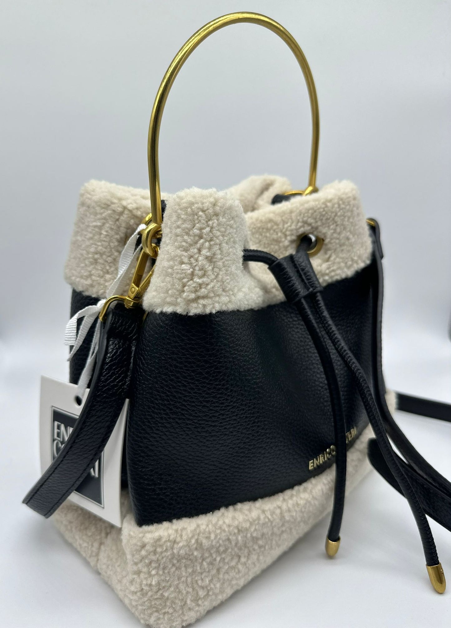 Borsa Secchiello Enric Coveri Nero e Montone - Manico Oro