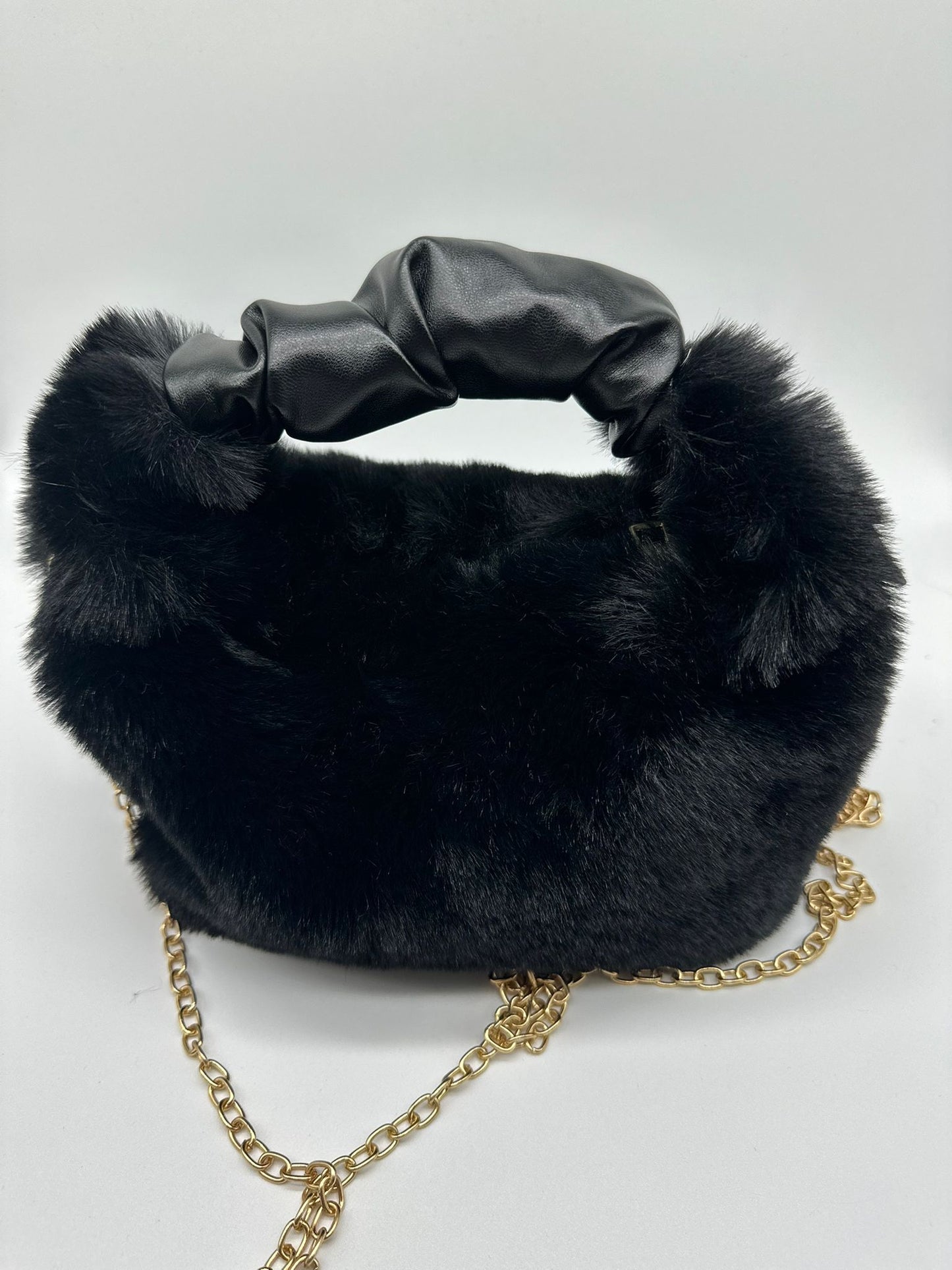 Borsa Pelliccia Ecologica con Manico Annodato - Stile Luxury