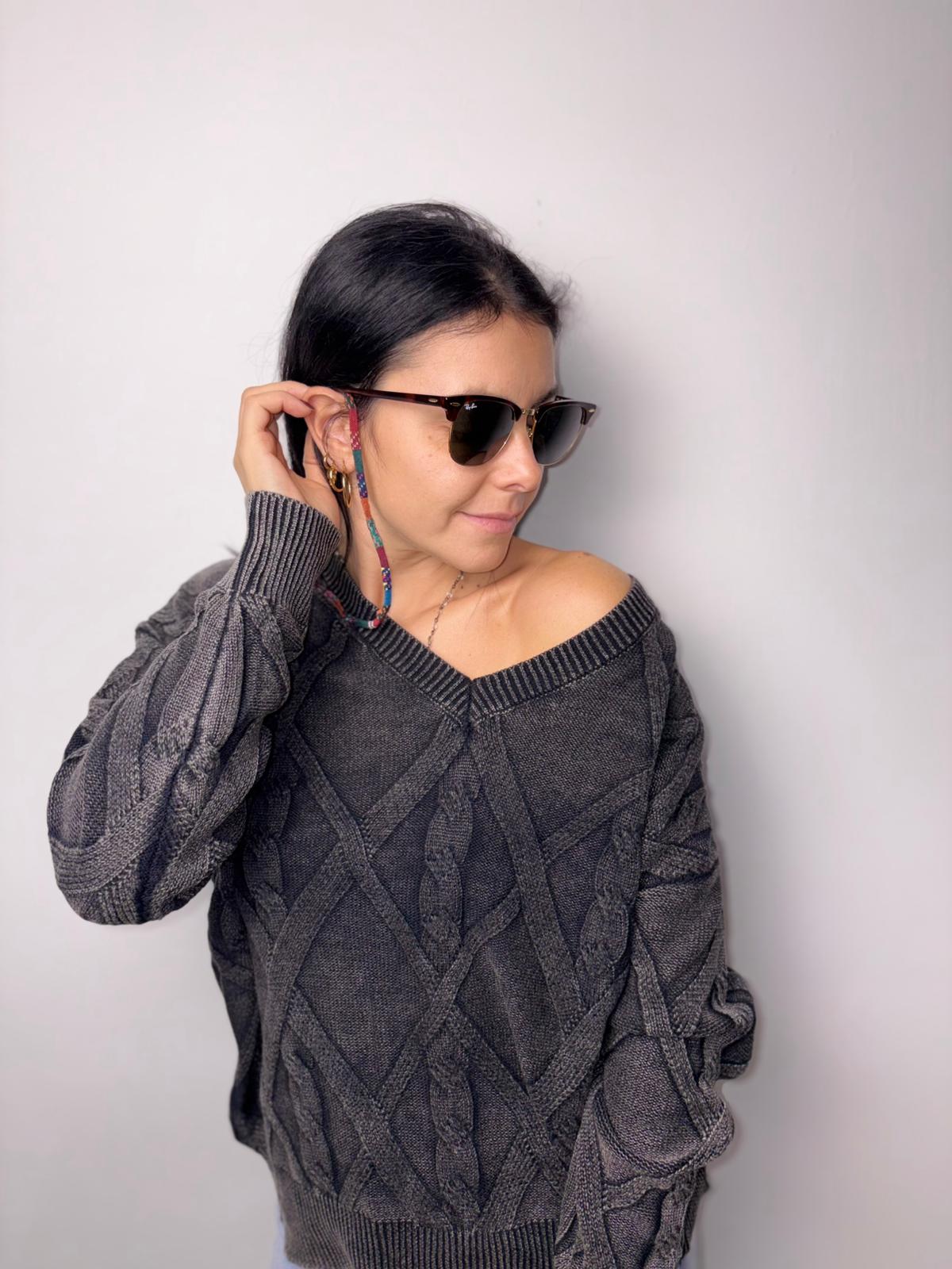 "Maglione Donna a Trecce Sfumato - Stile Vintage Distressed"