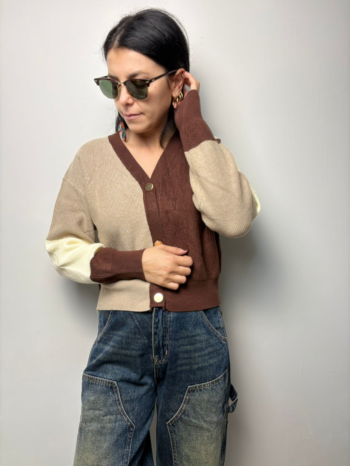 "Cardigan Donna Color Block Patchwork - Design Asimmetrico Multicolore"