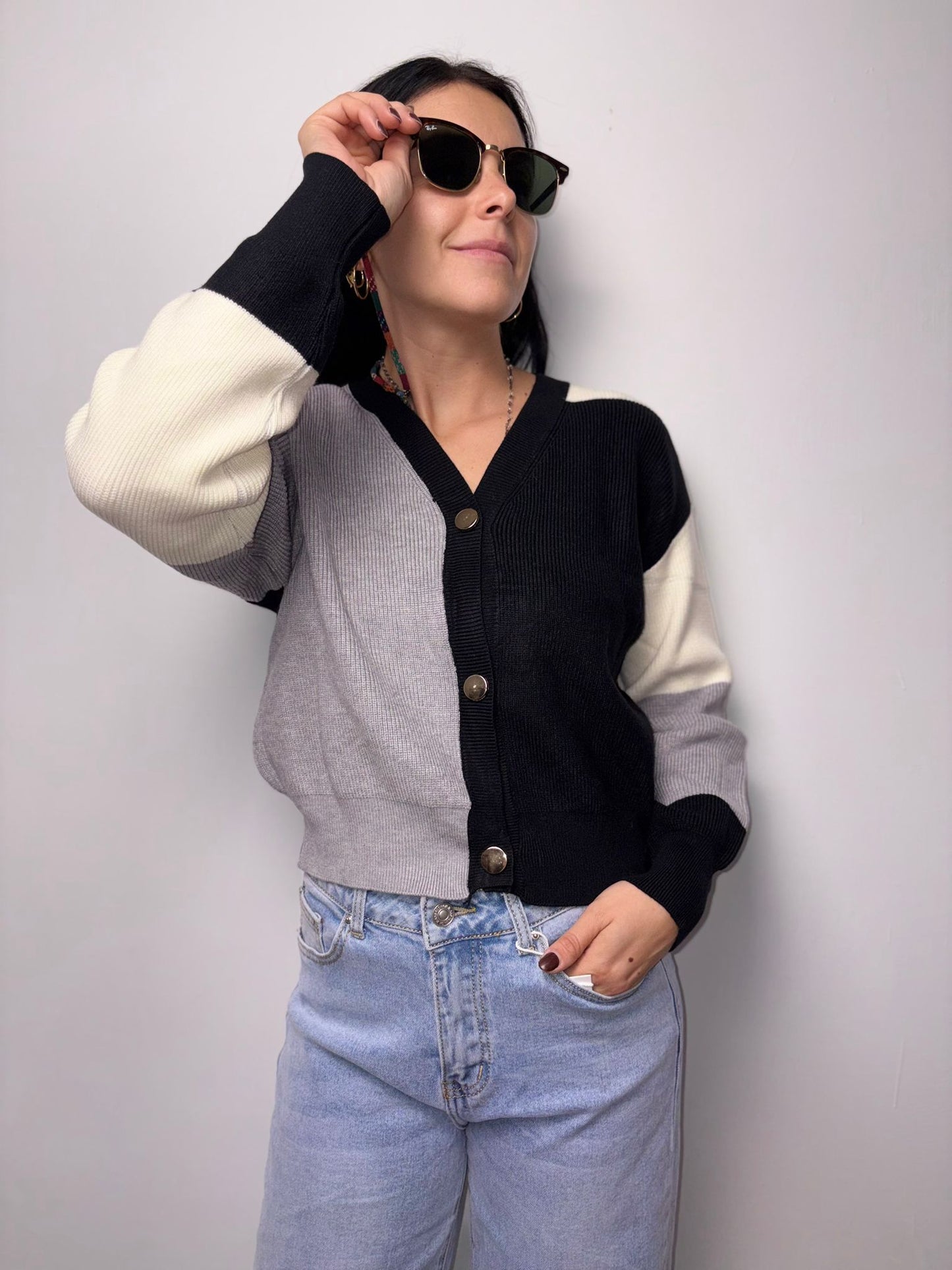 "Cardigan Donna Color Block Patchwork - Design Asimmetrico Multicolore"