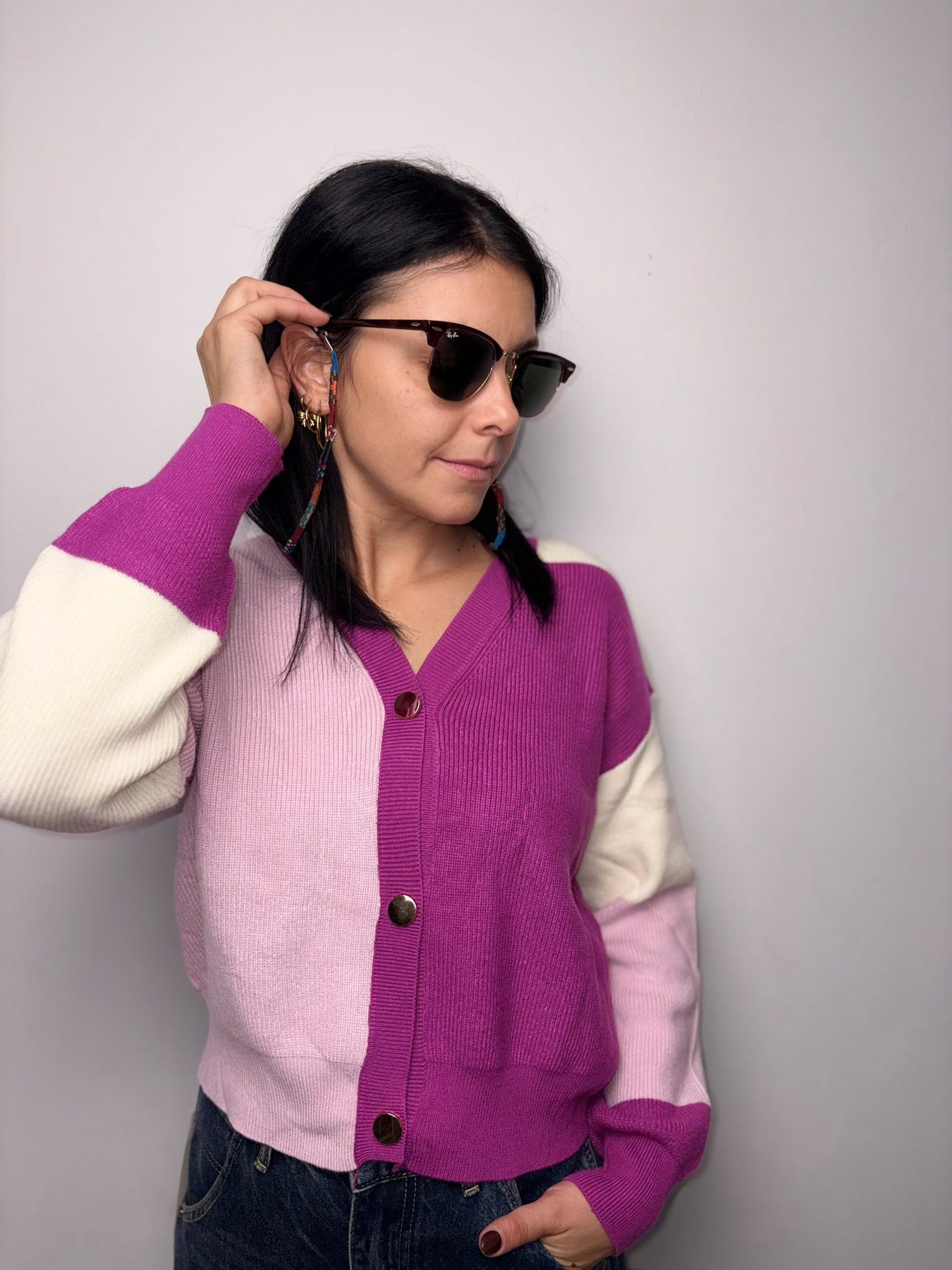 "Cardigan Donna Color Block Patchwork - Design Asimmetrico Multicolore"