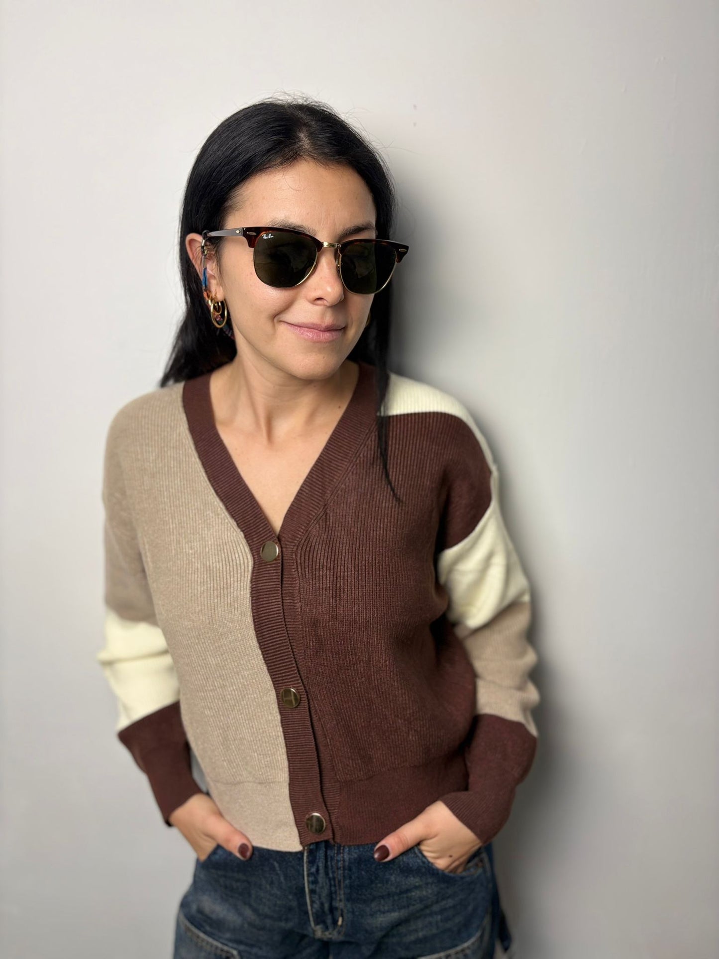 "Cardigan Donna Color Block Patchwork - Design Asimmetrico Multicolore"