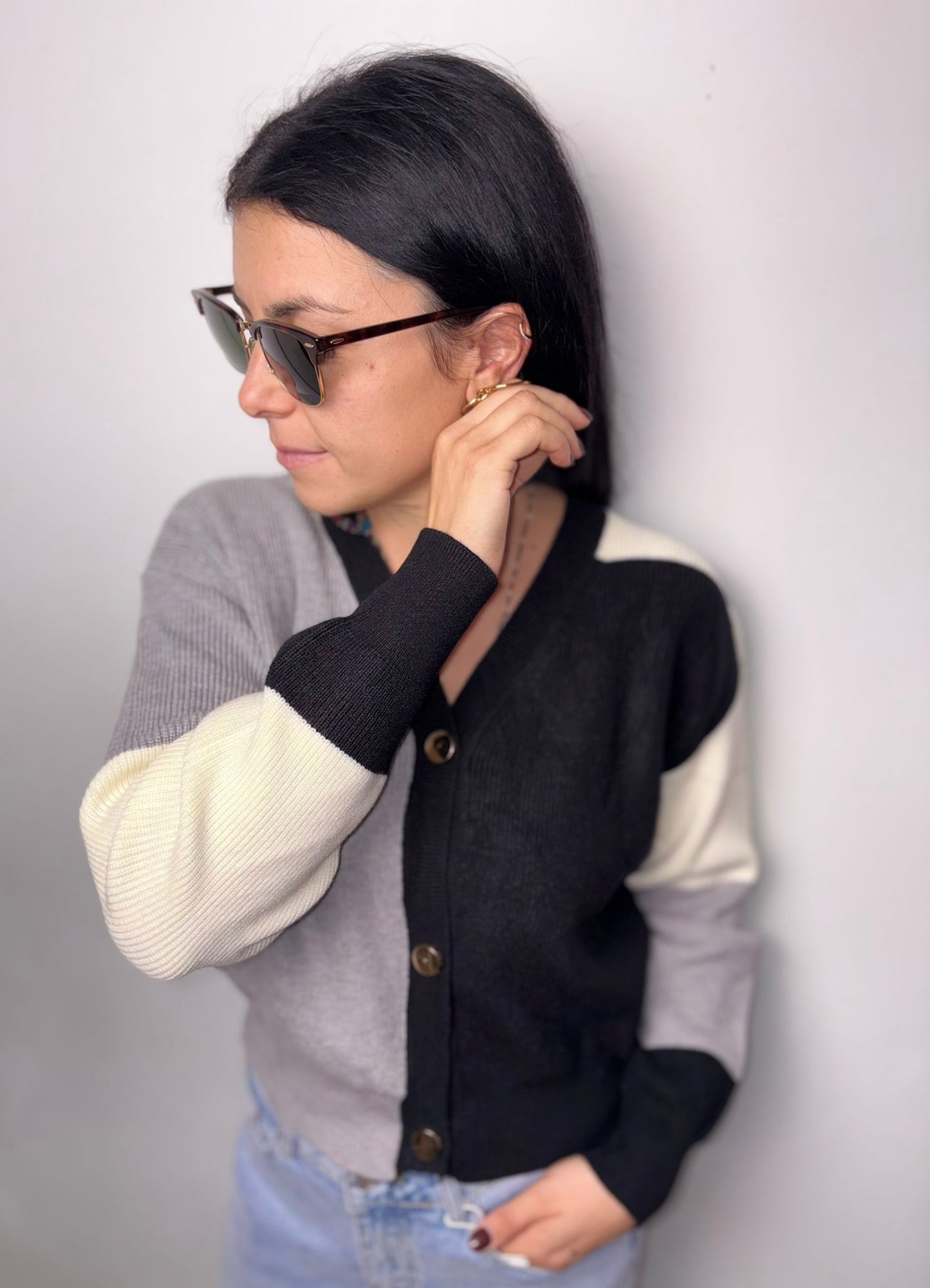 "Cardigan Donna Color Block Patchwork - Design Asimmetrico Multicolore"