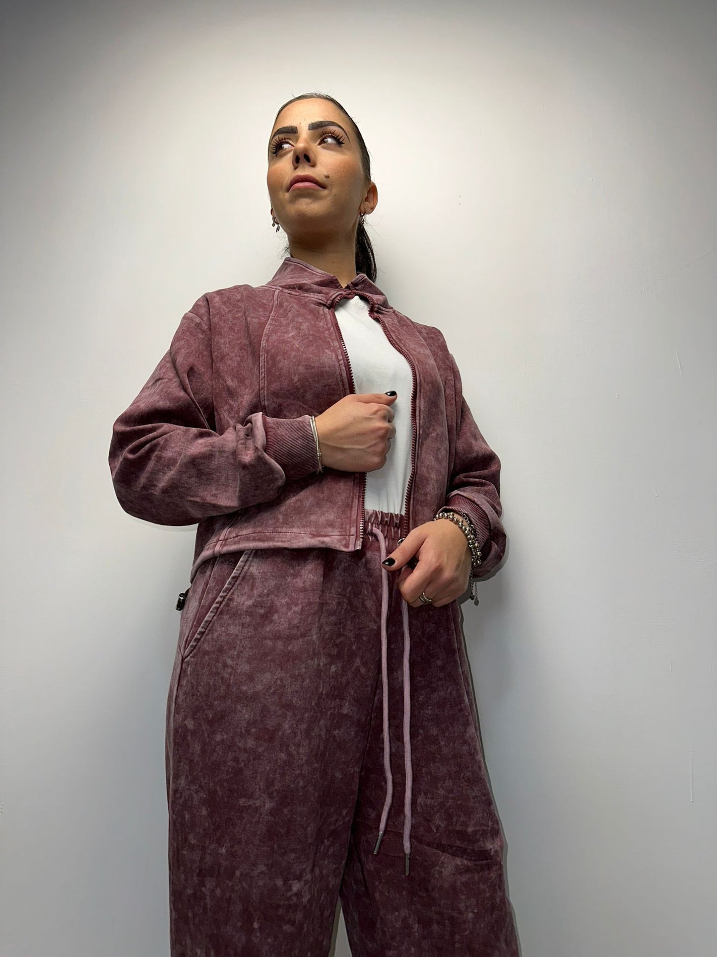 Coordinato Sportivo Tie-Dye Malva - Tuta Completa Donna