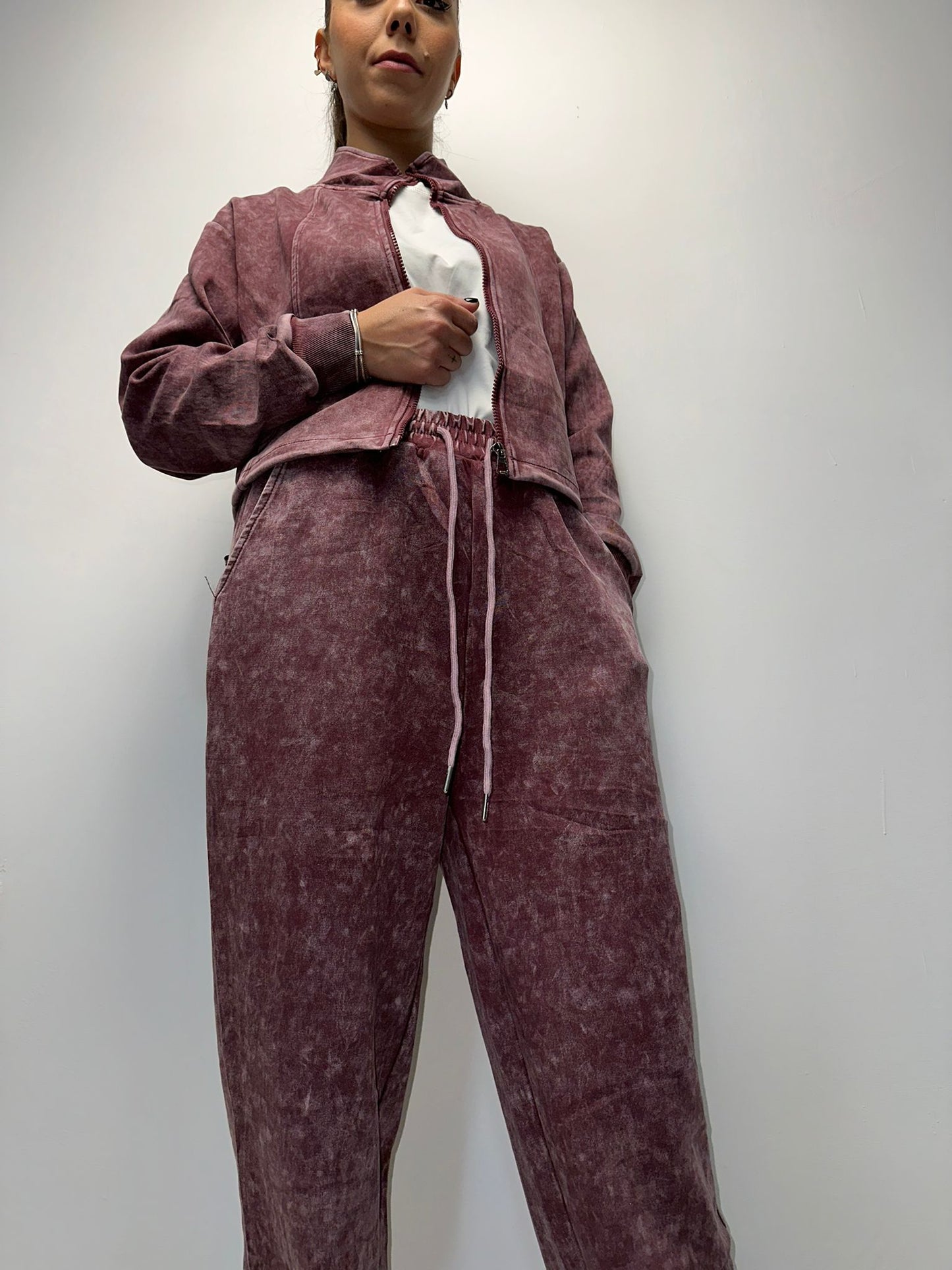 Coordinato Sportivo Tie-Dye Malva - Tuta Completa Donna