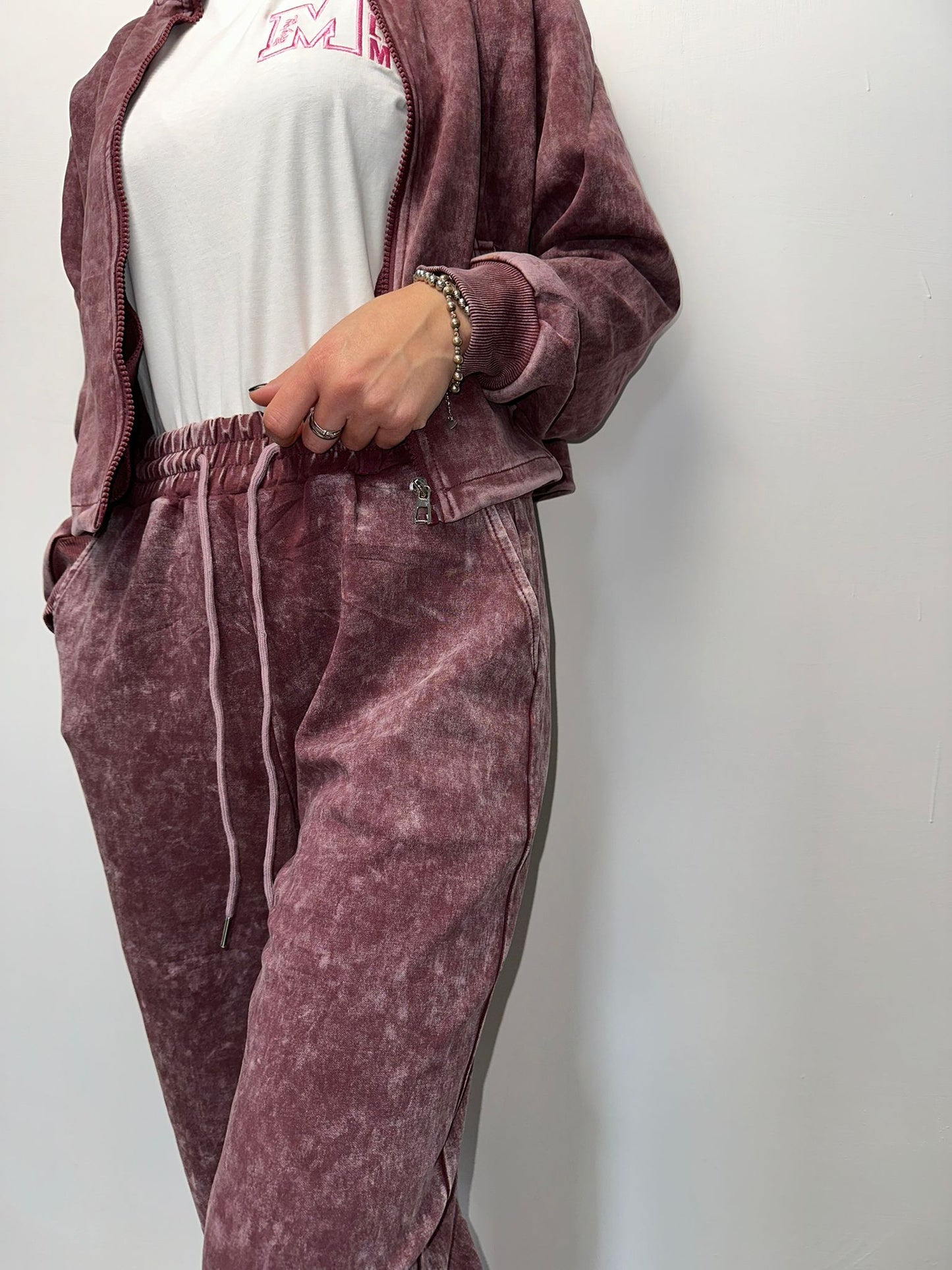 Coordinato Sportivo Tie-Dye Malva - Tuta Completa Donna