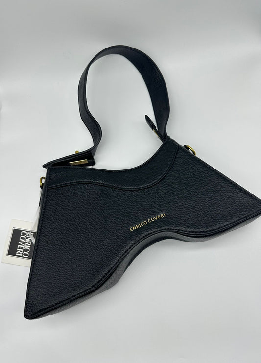 Borsa a Spalla Donna Nera Design Geometrico con Tracolla Regolabile