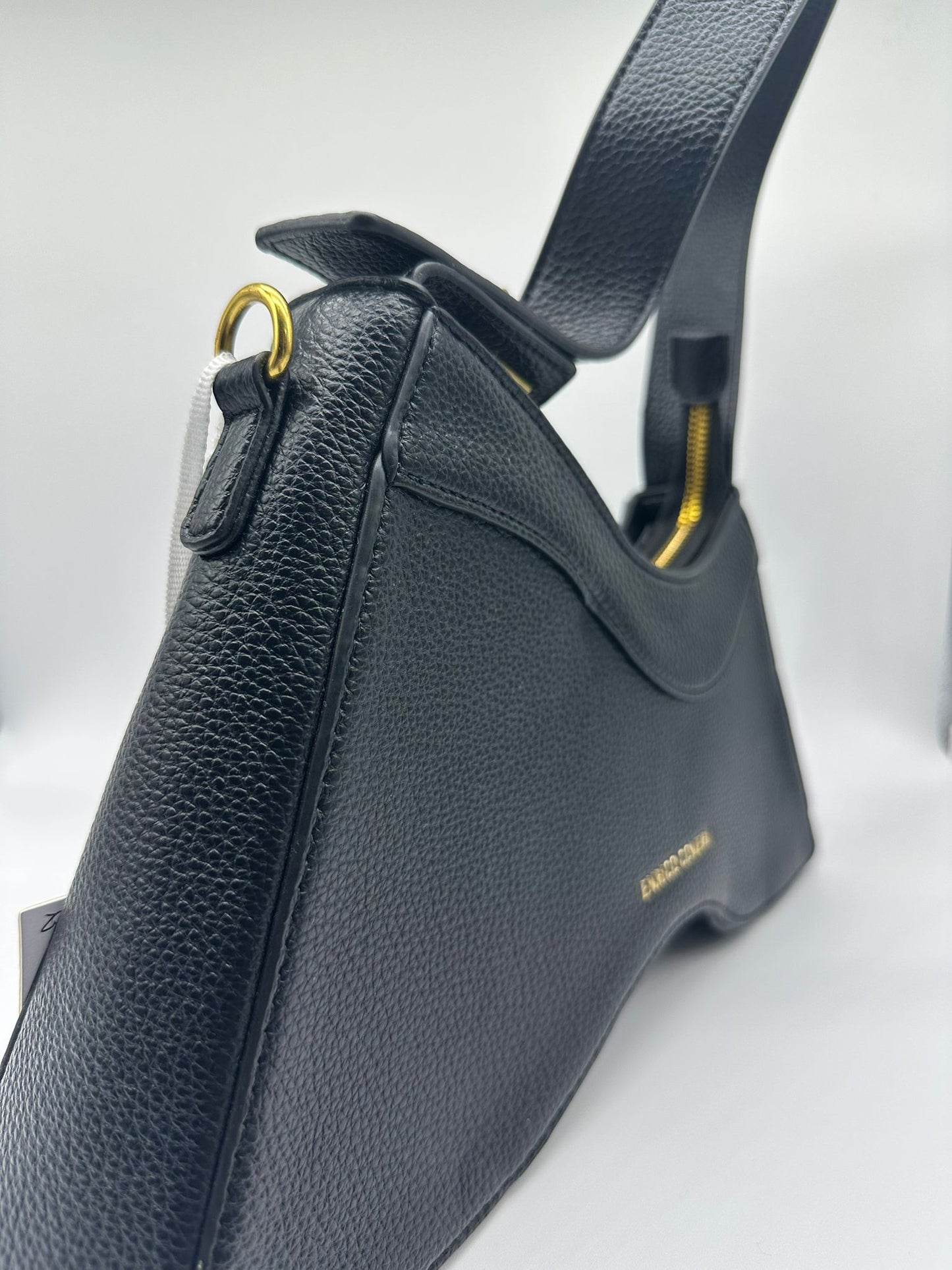 Borsa a Spalla Donna Nera Design Geometrico con Tracolla Regolabile