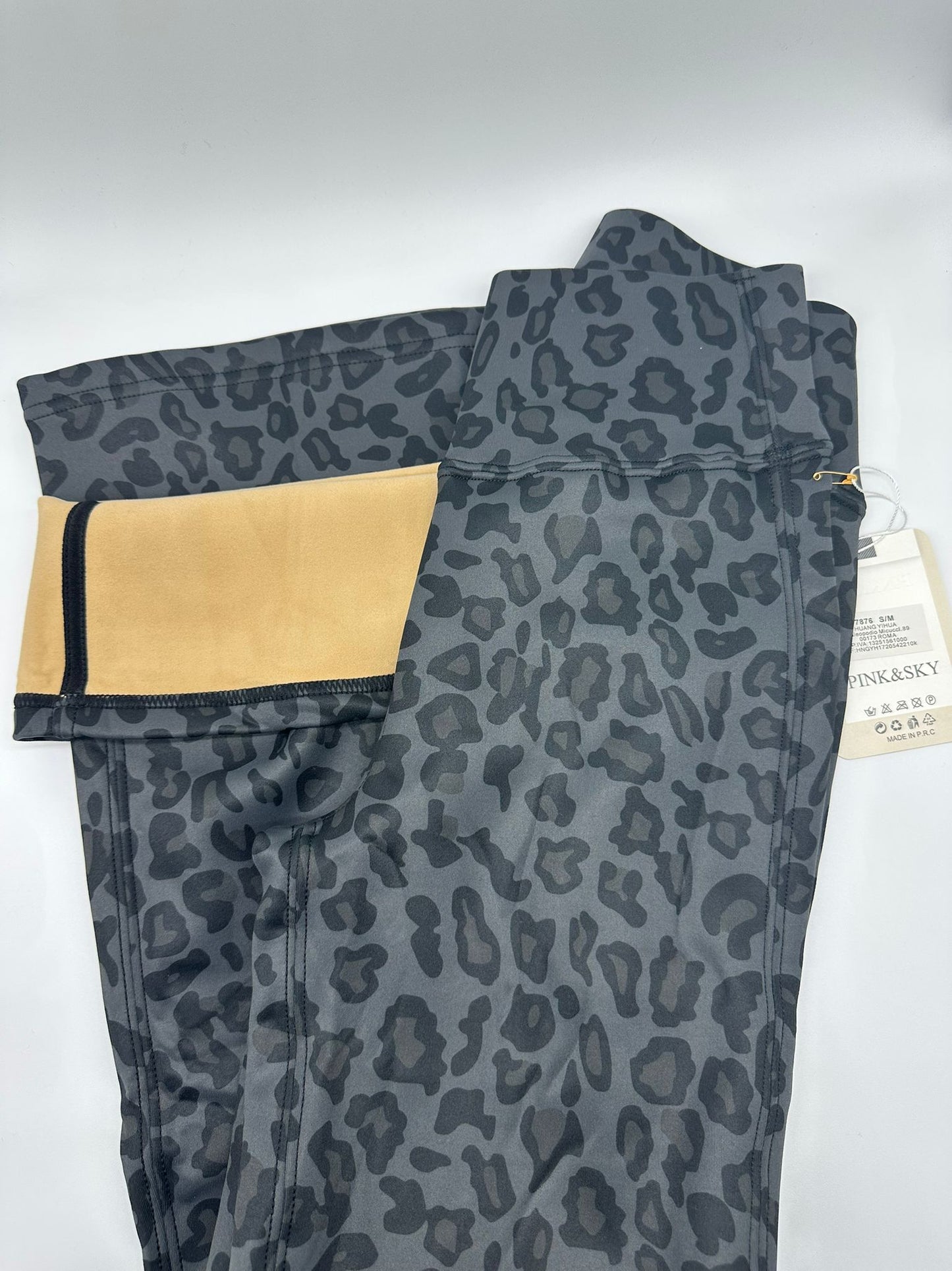 Leggings Donna Animalier Felpati a Zampa con Vita Alta