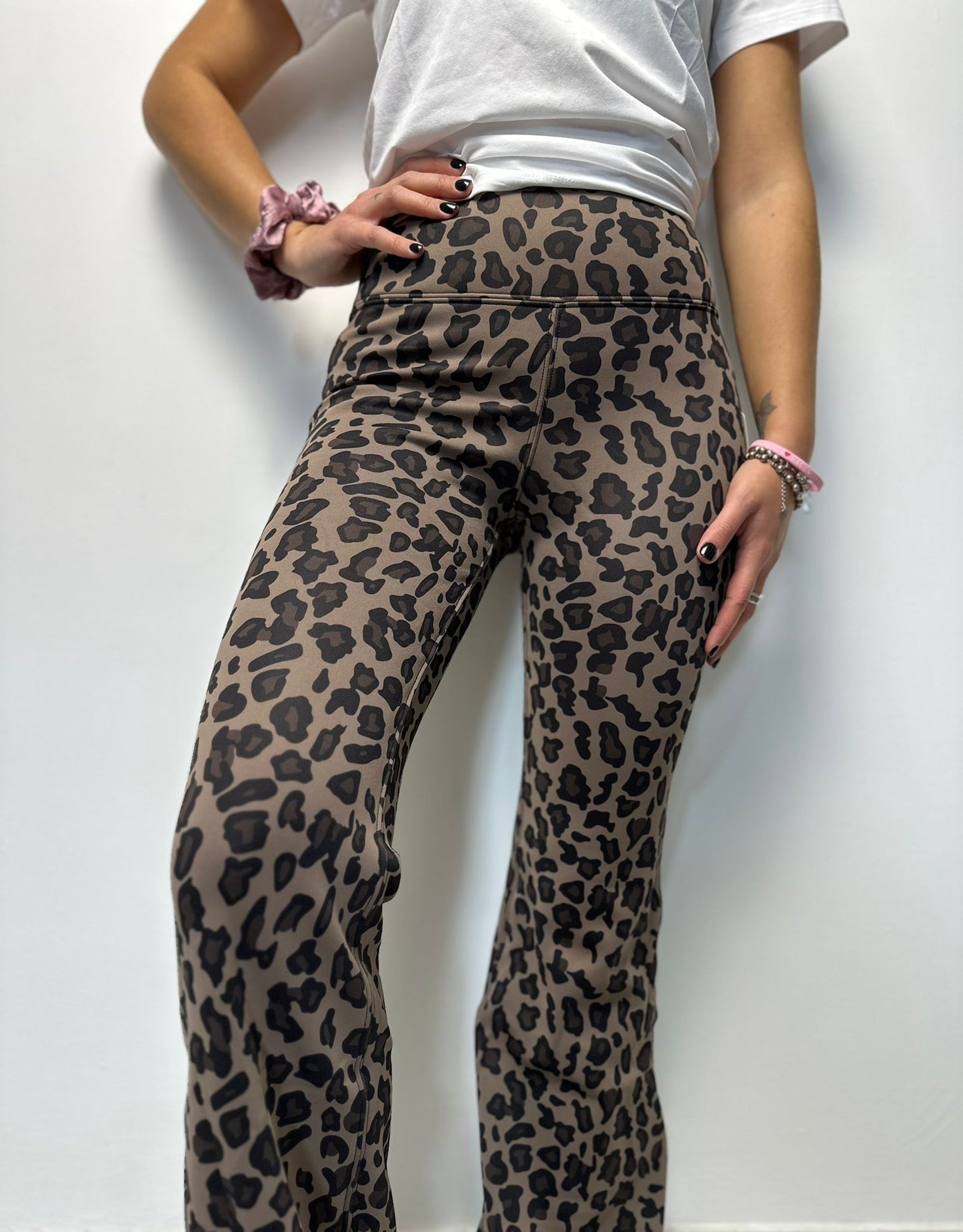 Leggings Donna Animalier Felpati a Zampa con Vita Alta