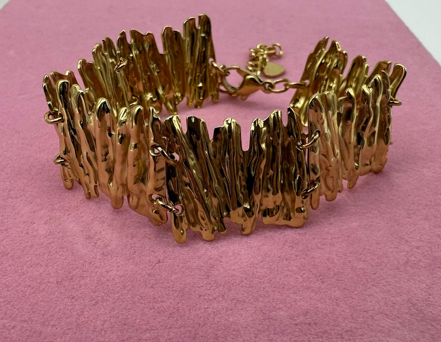 Bracciale Rigido Texturizzato Effetto Ondulato - Acciaio Inossidabile Oro Silver