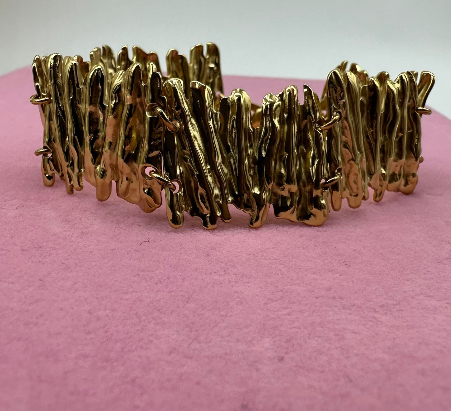 Bracciale Rigido Texturizzato Effetto Ondulato - Acciaio Inossidabile Oro Silver