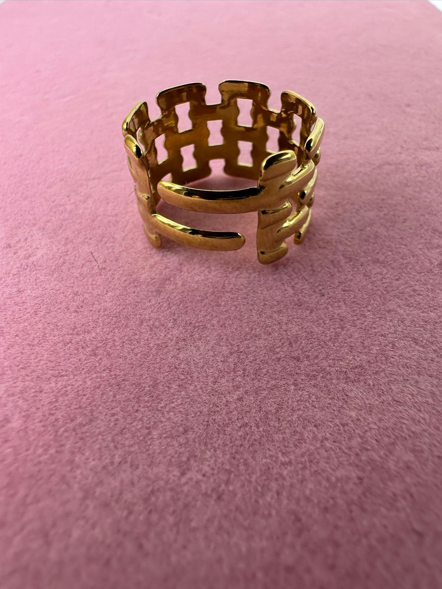 Anello Fascia Larga Maglie Rettangolari - Acciaio Inossidabile Oro Silver