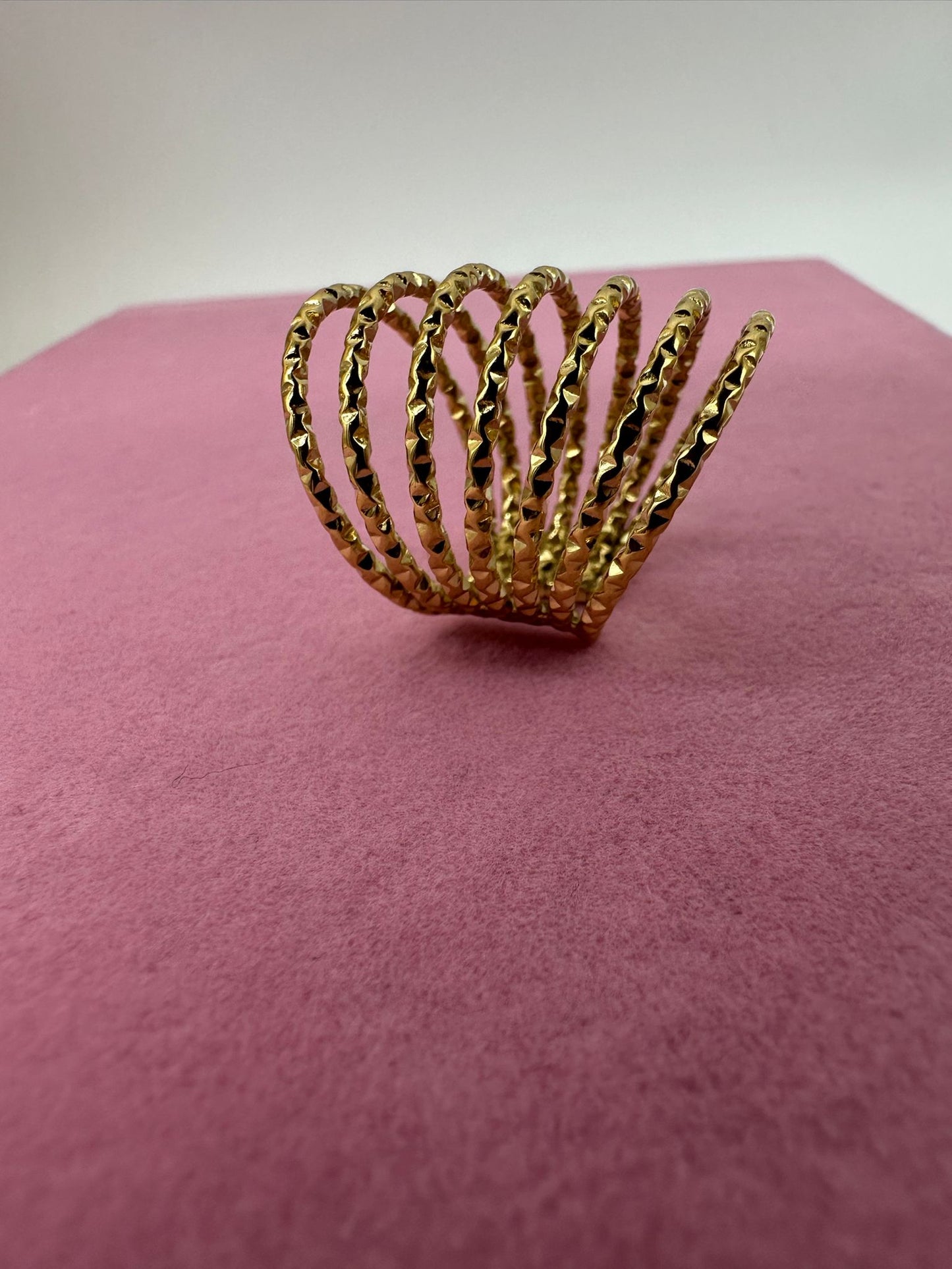 Anello Spirale Multi-Filo Texturizzato - Acciaio Inossidabile Oro Silver