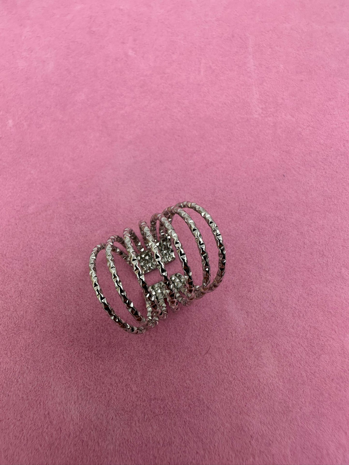 Anello Spirale Multi-Filo Texturizzato - Acciaio Inossidabile Oro Silver