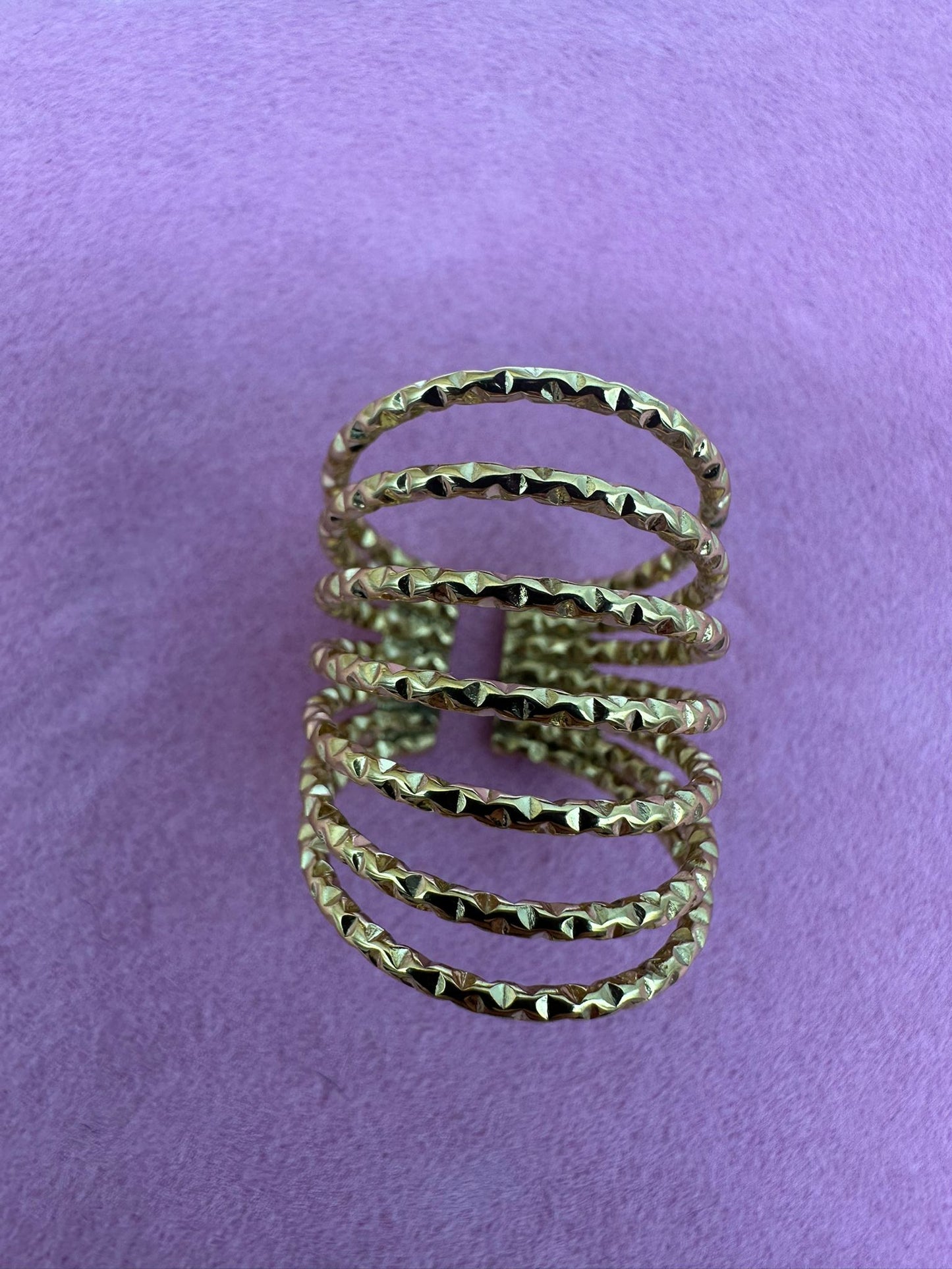 Anello Spirale Multi-Filo Texturizzato - Acciaio Inossidabile Oro Silver