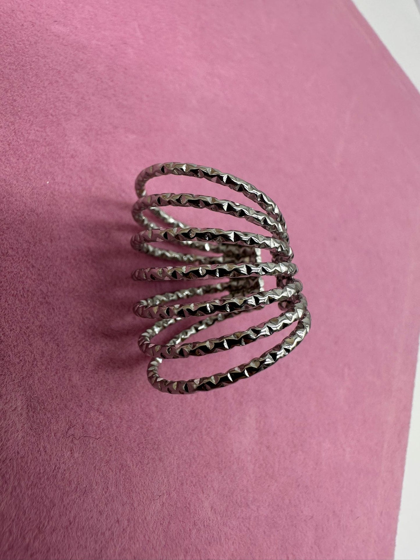 Anello Spirale Multi-Filo Texturizzato - Acciaio Inossidabile Oro Silver